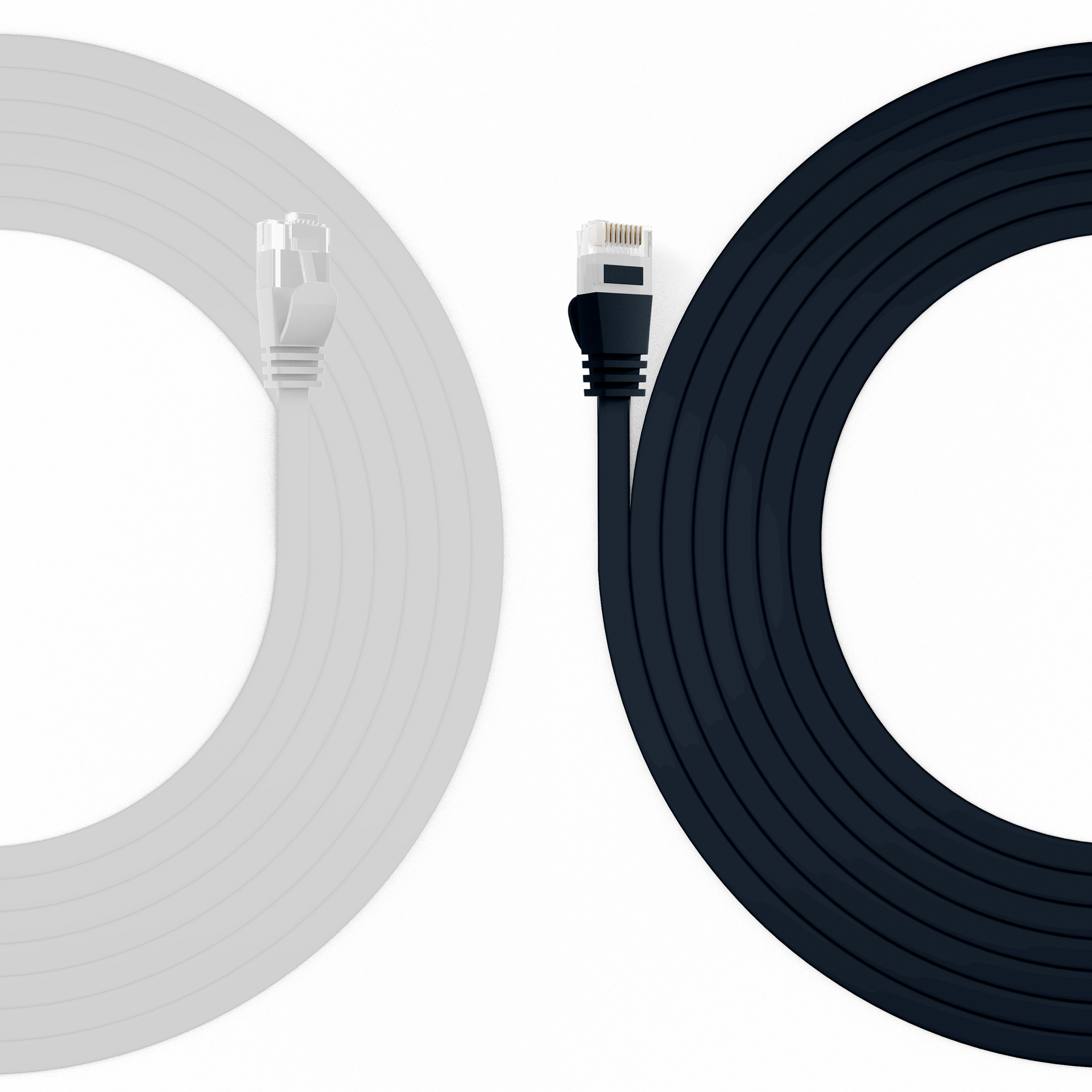 RJ45 Flat Patch Cord Cat.6A U/UTP PVC black 0.25m