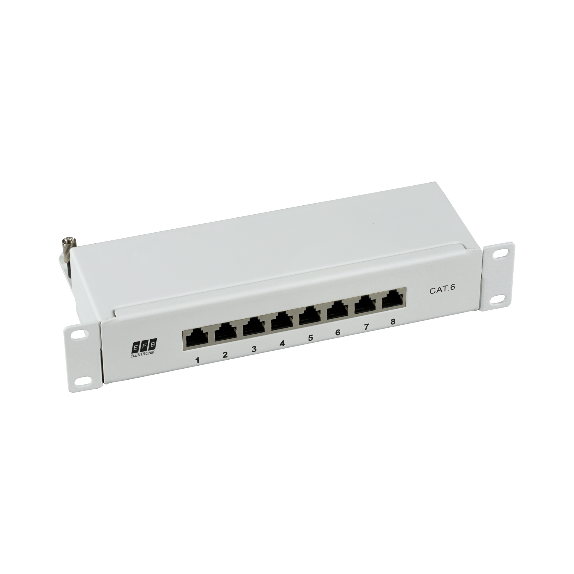 Mini-Patchpanel STP 8xRJ45 Cat.6, 10“ 1U, RAL7035, grey