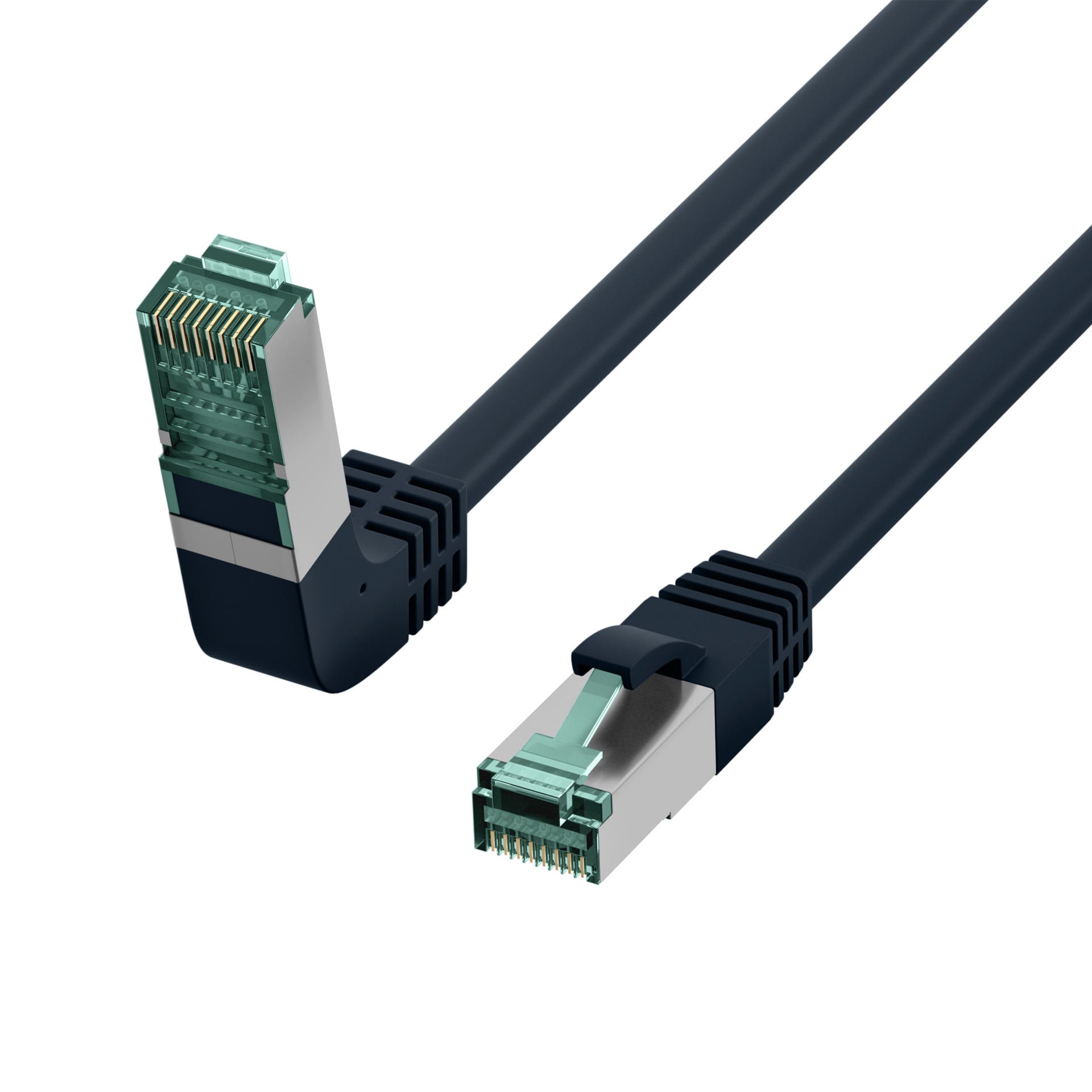 RJ45 Patch Cord Cat.6A S/FTP LSZH 1x90° black 0,5m