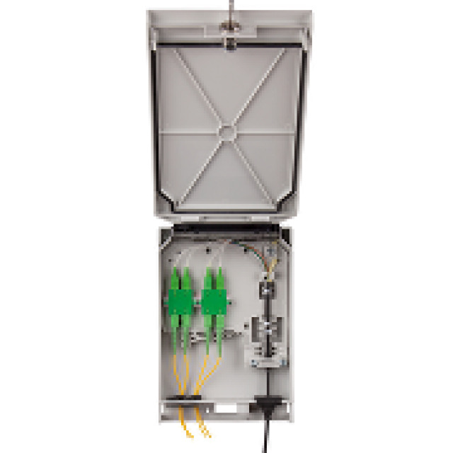 Vægboks FO, til 12 fibre eller 4 SC adaptere,Plastboks IP54 lys grå