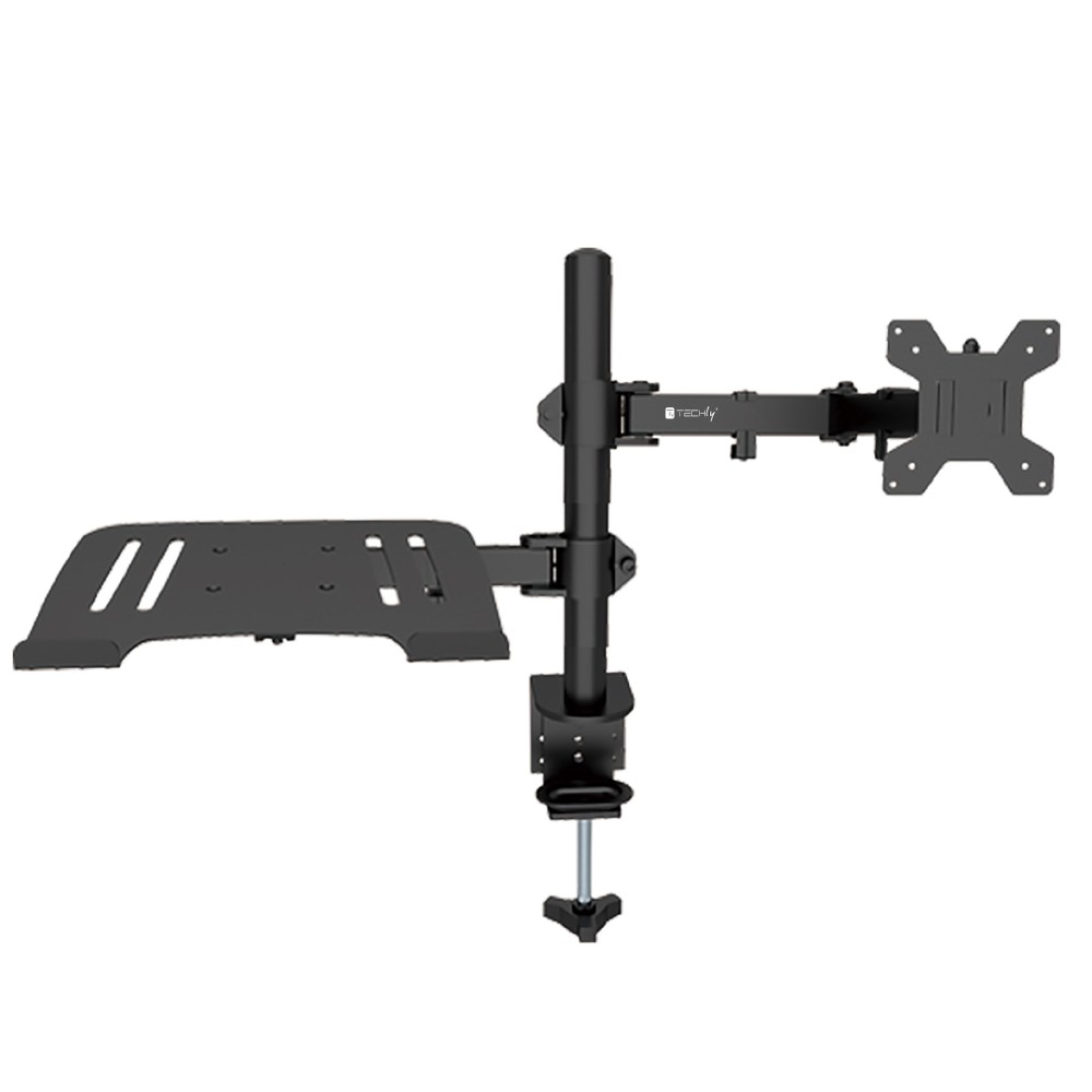 Techly desk mount for 13-32" monitor and laptop shelf
