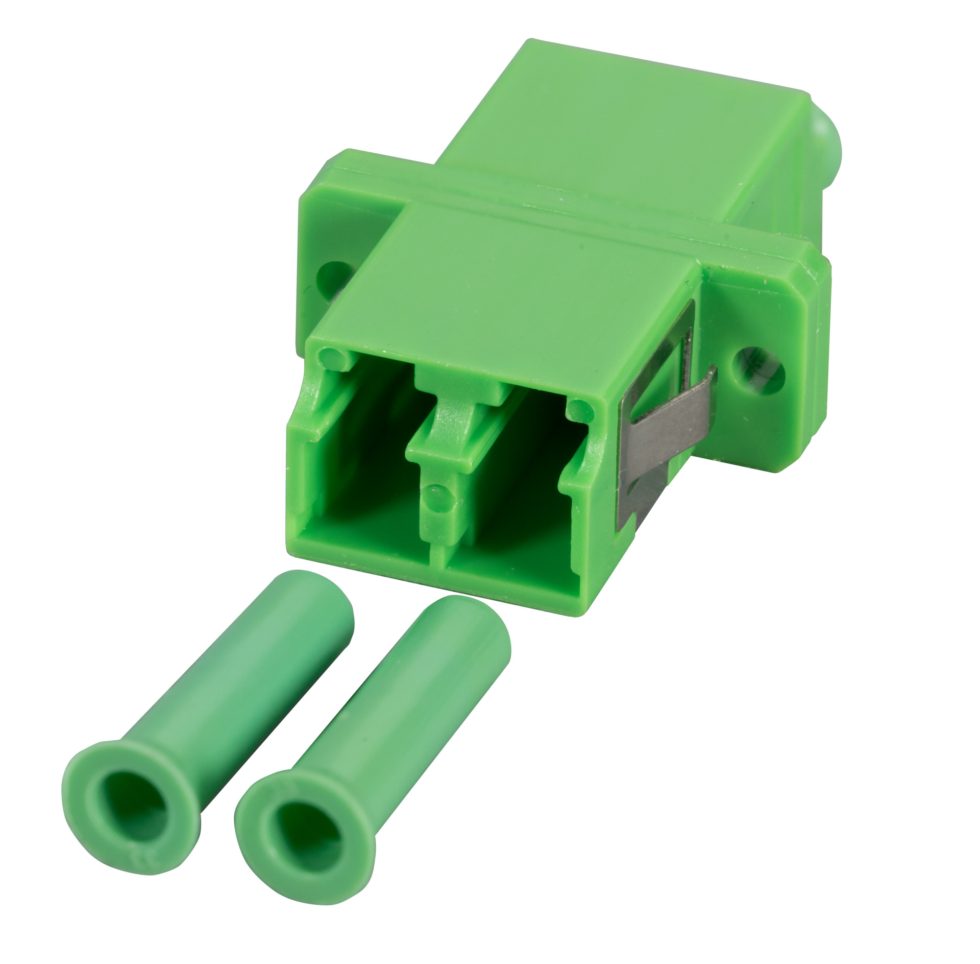Adapter LC Duplex OM5 one piece, lime green, ceramic sleeve, SC Simplex