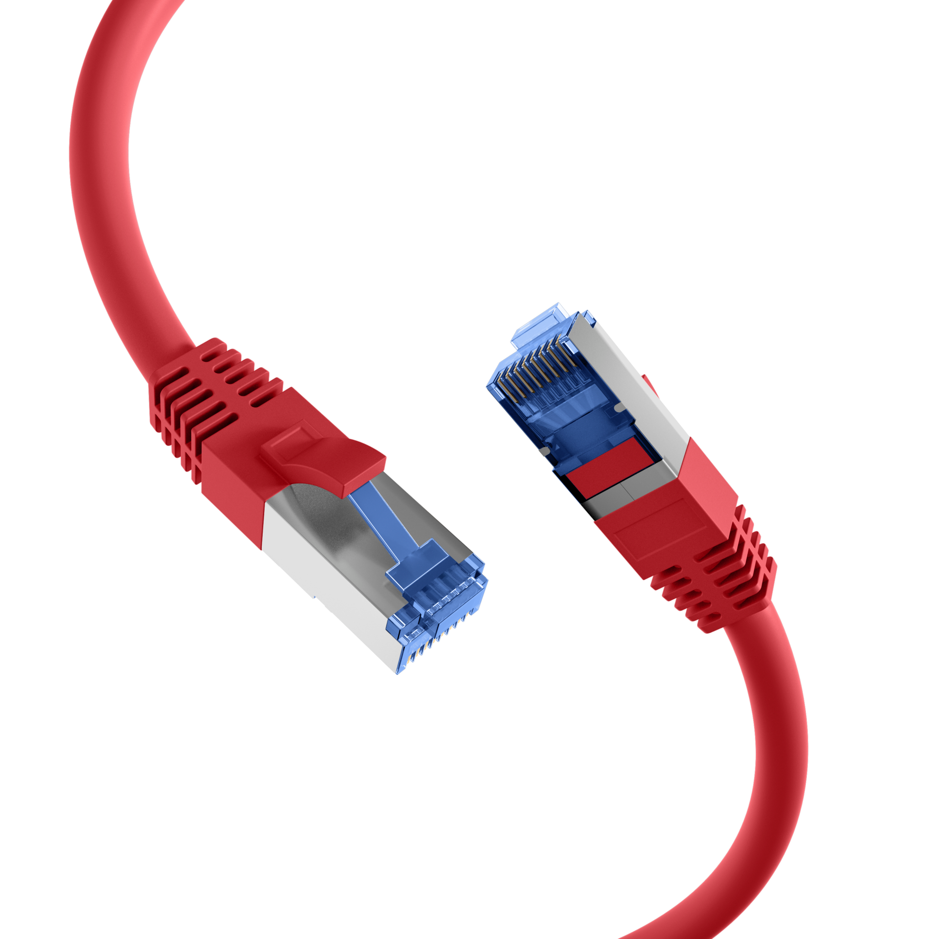 RJ45 Patch Cord Cat.6A S/FTP TPE Cat.7 raw cable superflex red 3m