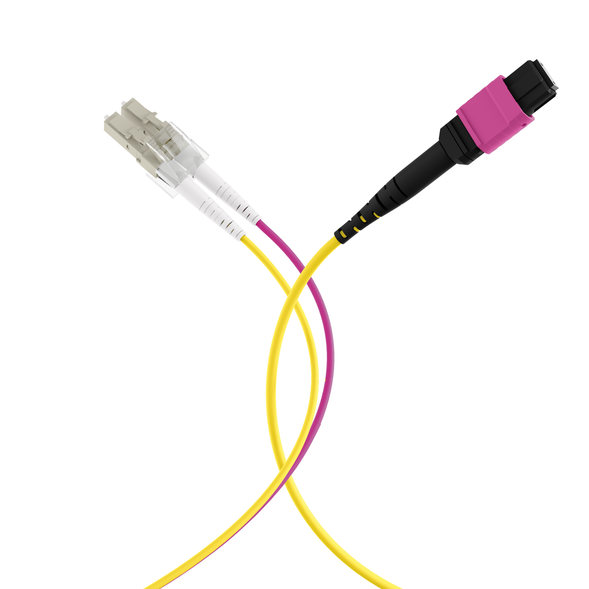 MTP®(F)-LC Trunk cable OM4 12 fibers Typ B LSZH erica-violet 2m