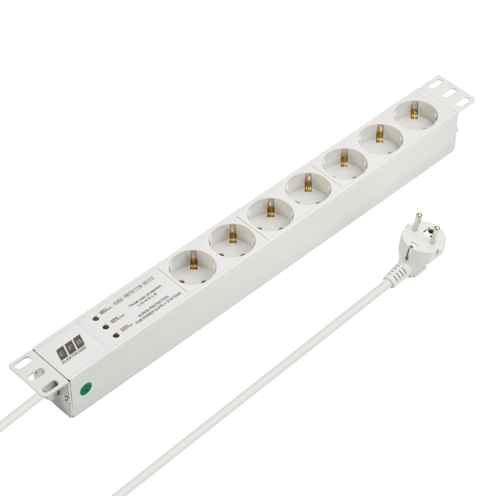 19“ 1U Socket Strip 7 x CEE 7/3 with Surge Protection