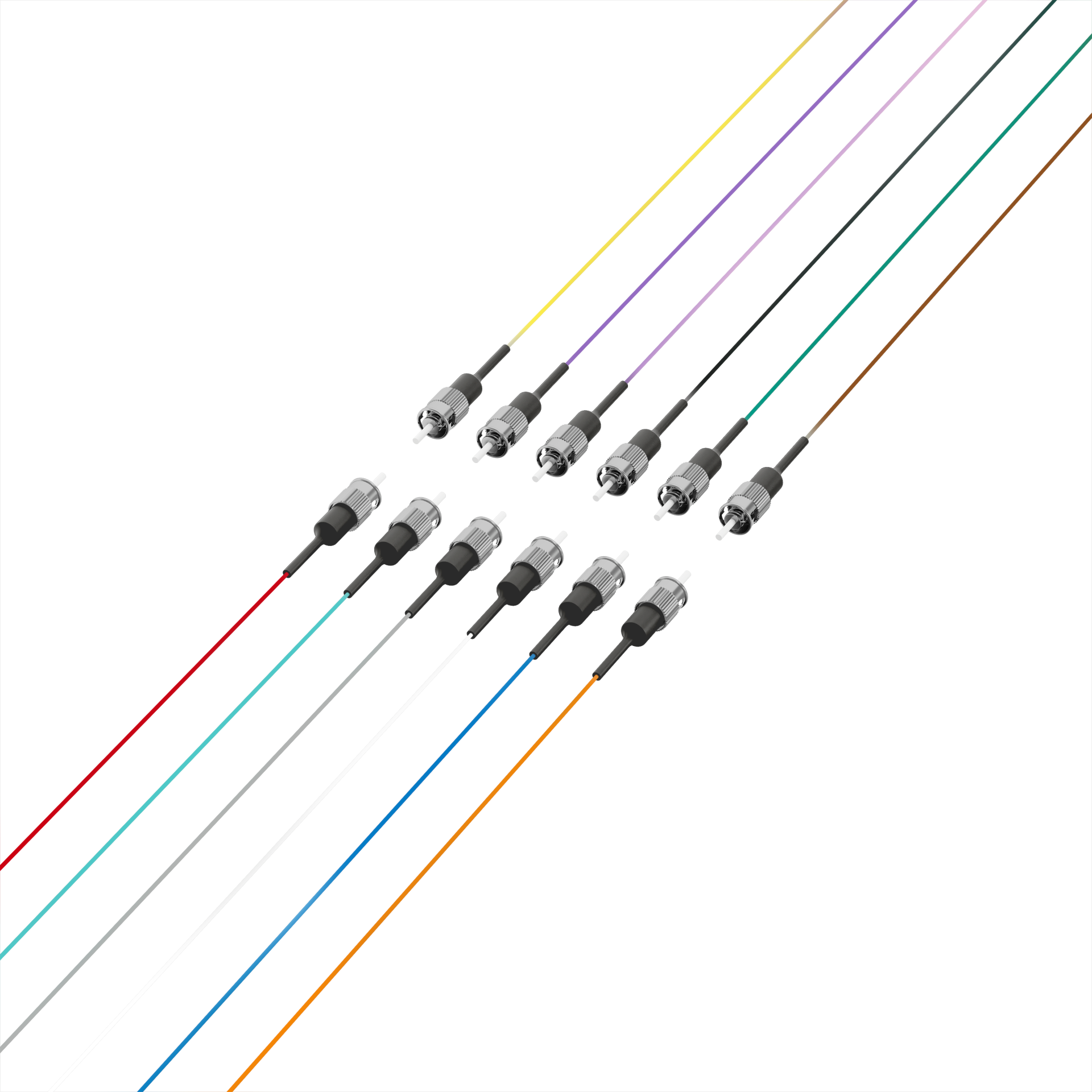 Fiber Pigtail ST OS2 G652D-colored set 2m - 12 pieces