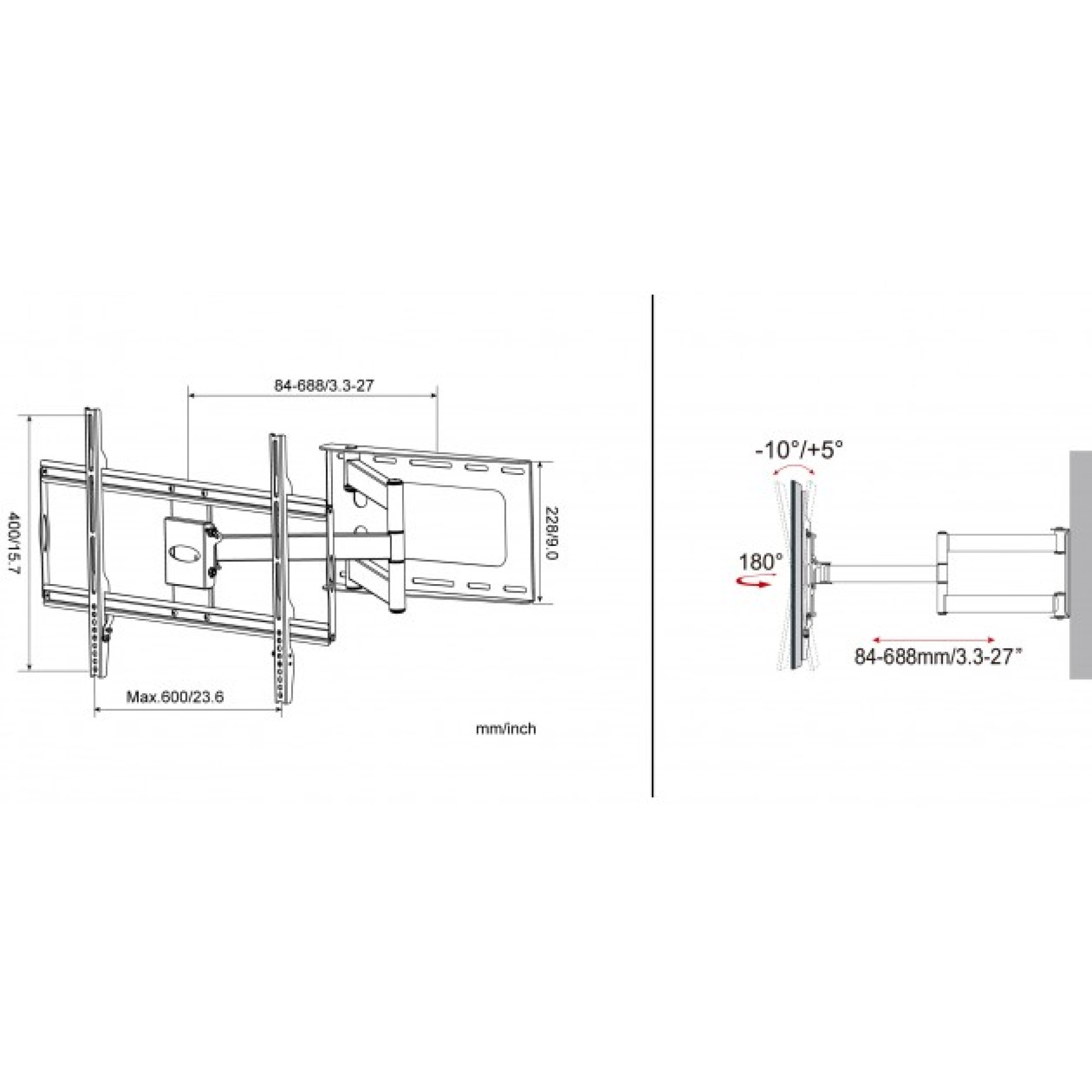 Wall bracket for 1 LCD TV LED 32"-70", Slim