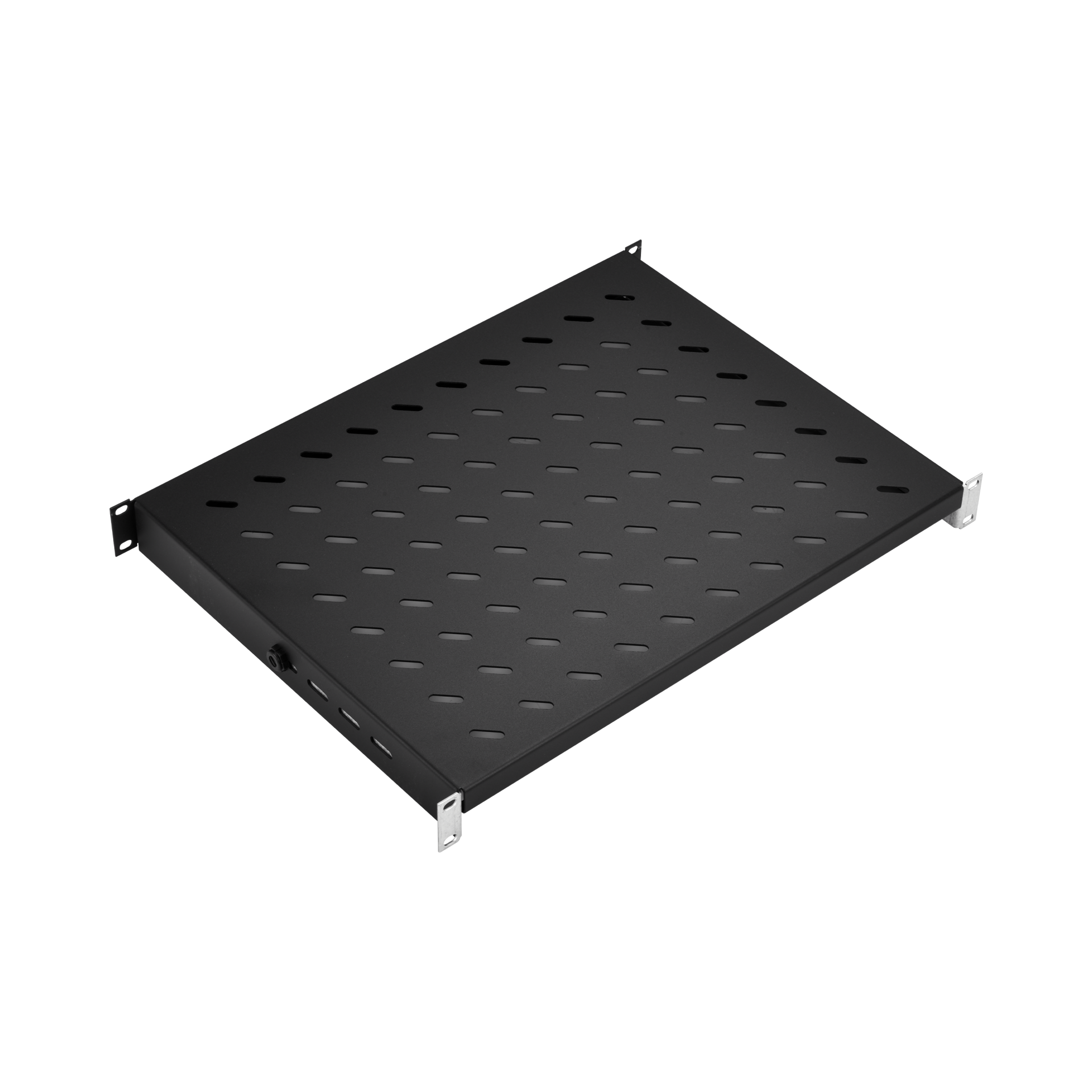 19" 1U Shelf, Fixed, MD 350..450 mm, Max. Load 120 kg, CD 600, RAL9005