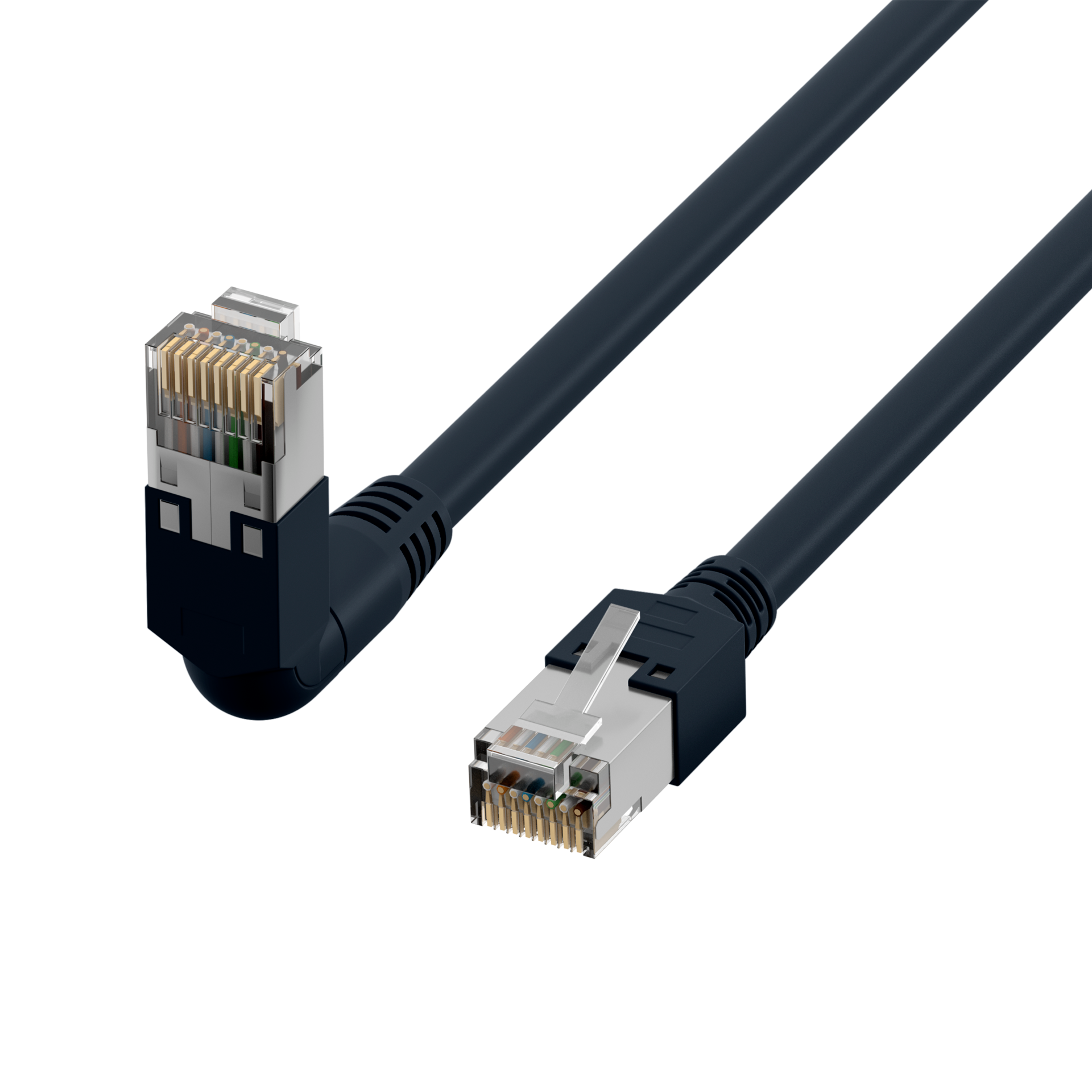 RJ45 Patch Cord Cat.5e S/UTP PVC TM11 1x90° black 20m