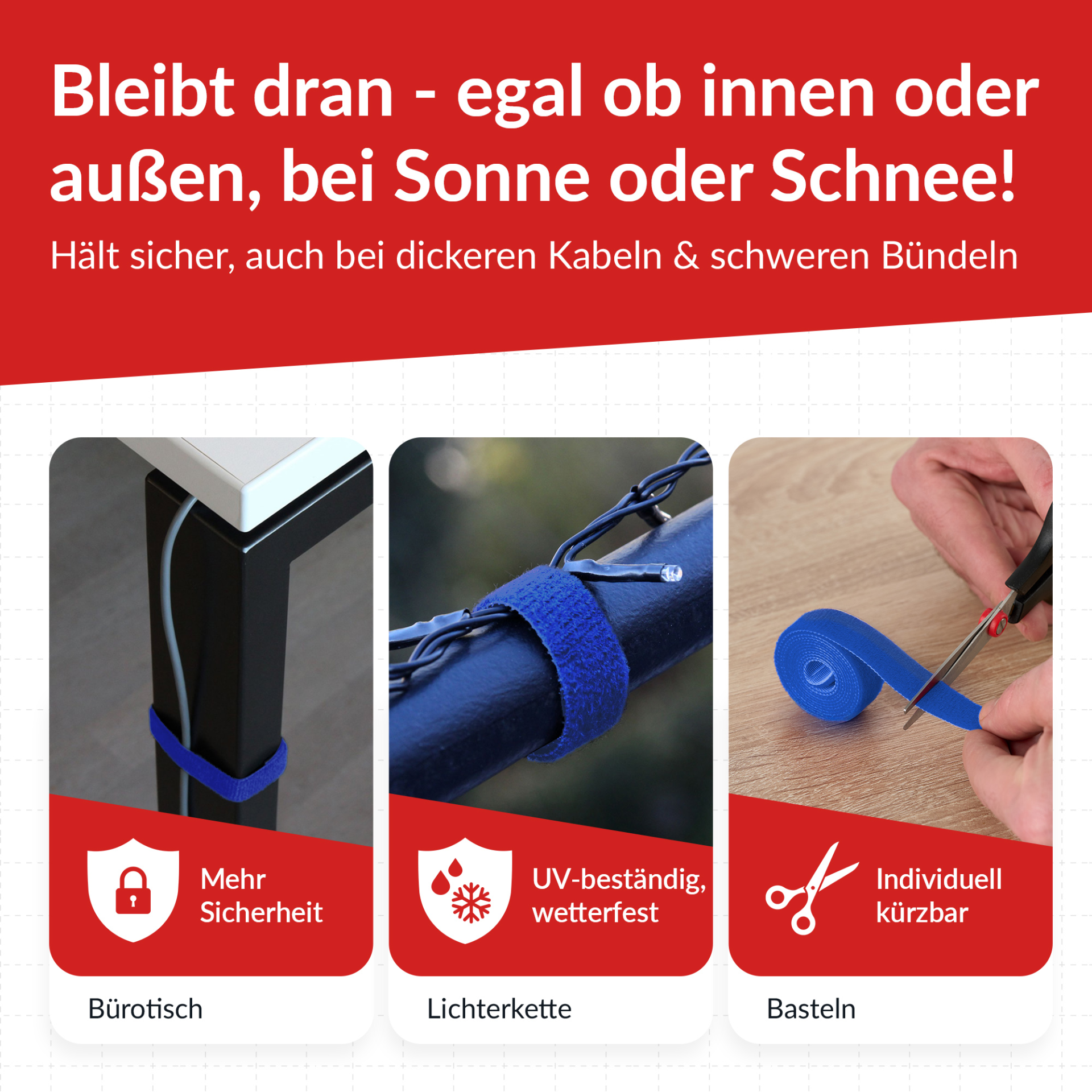 LTC ROLL STRAP, Doppelseitige Klettbandrolle,25m blau