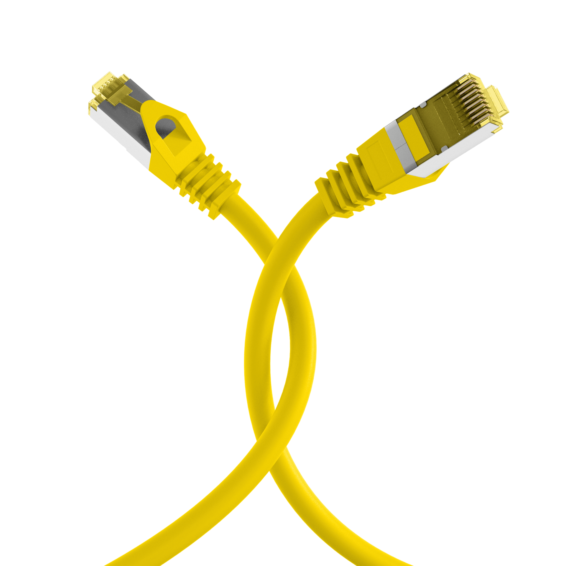 RJ45 Patch Cord Cat.6A S/FTP LSZH Cat.7 raw cable yellow 0,5m