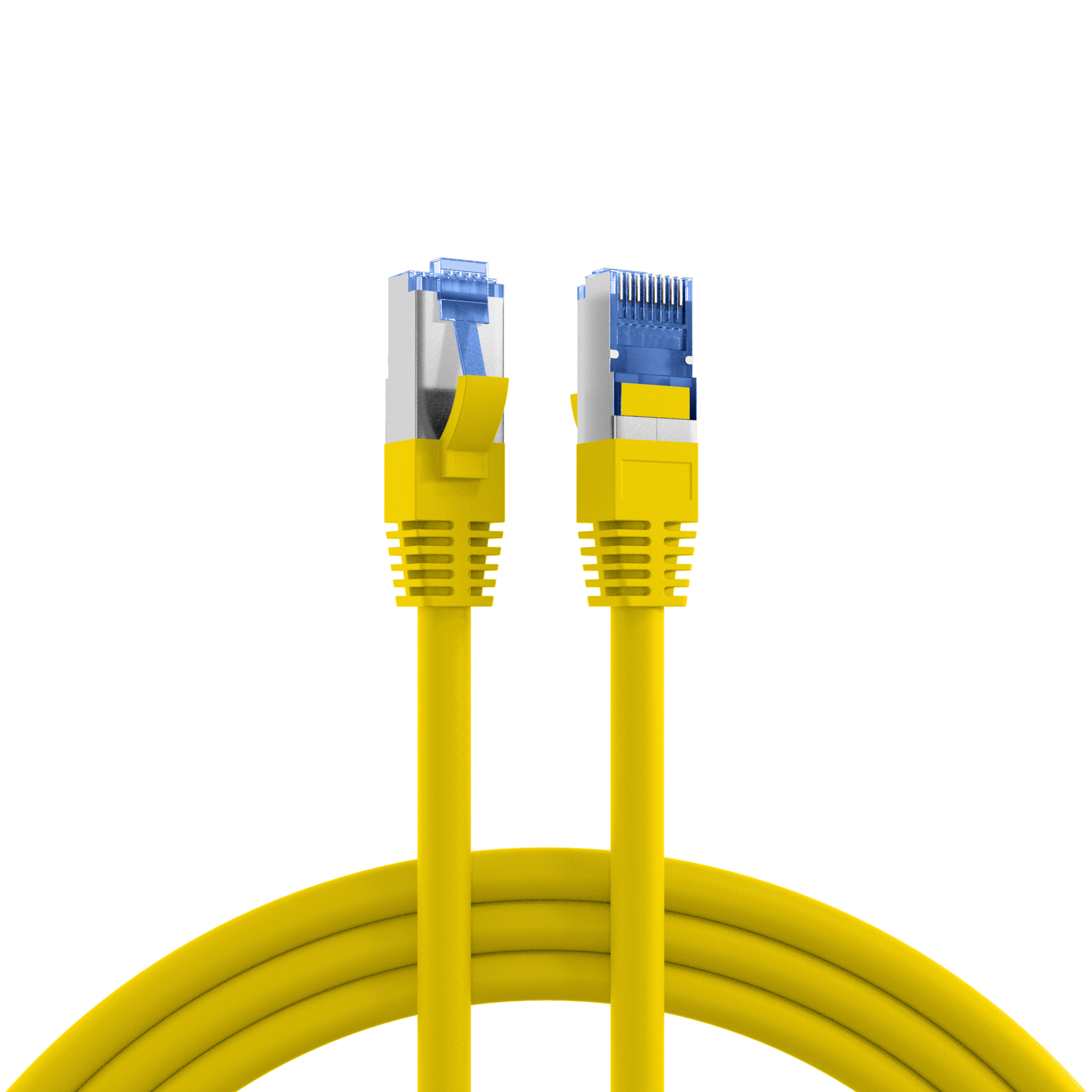 RJ45 Patch Cord Cat.6A S/FTP TPE Cat.7 raw cable superflex yellow 2m