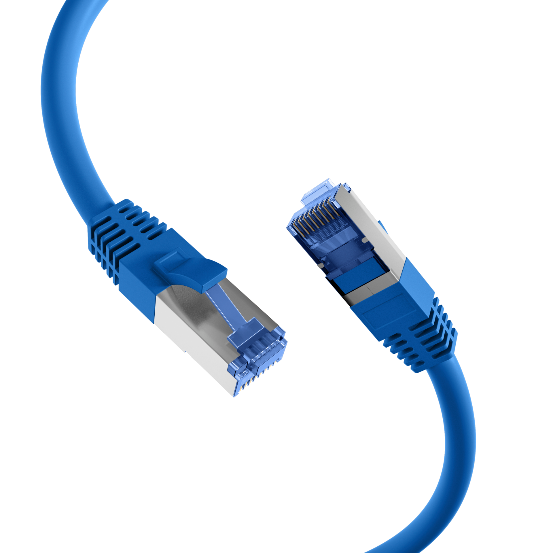 RJ45 Patch Cord Cat.6A S/FTP TPE Cat.7 raw cable superflex blue 30m