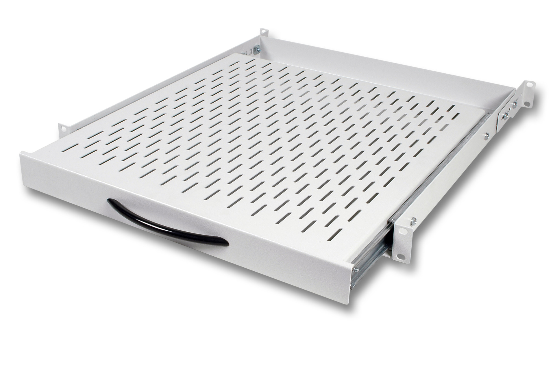 19" 1U Pull-Out Shelf, Depth-Adj., D=950 mm, Cab. Depth 1200, RAL7035