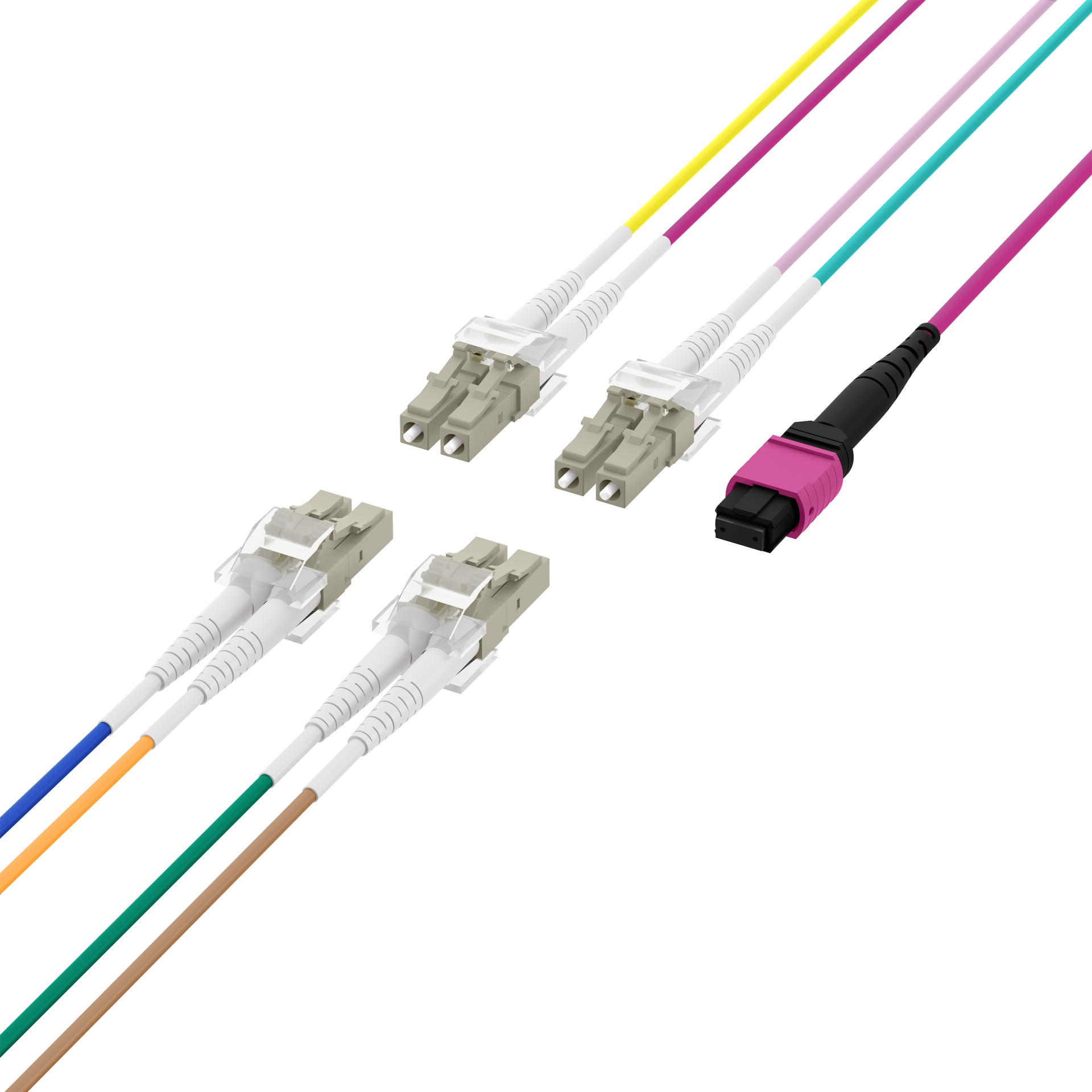 MTP®(F)-LC Trunk cable OM4 8 fibers Typ B LSZH erica-violet 1m