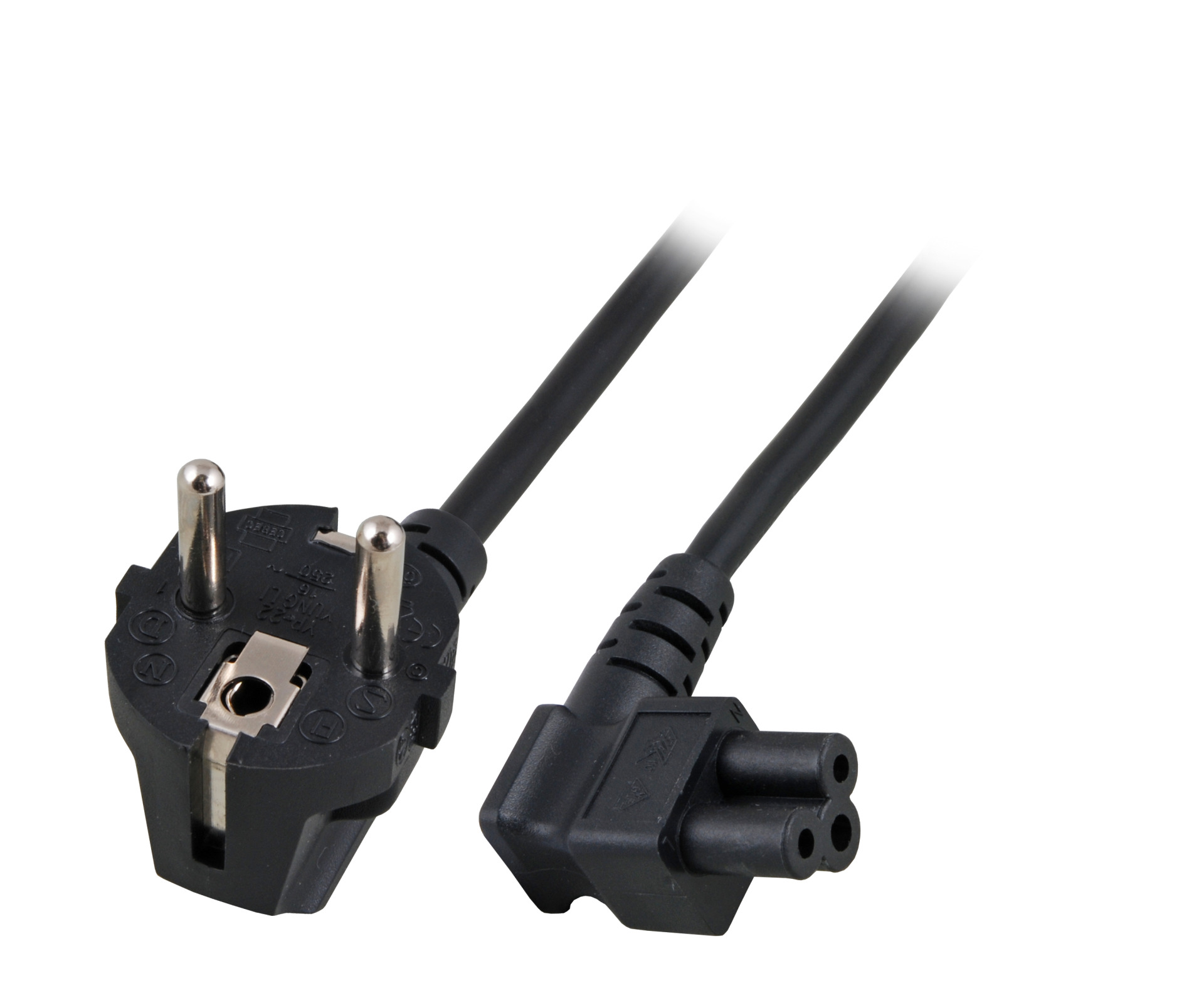 Power Cable CEE7/7 90° - C5 90°, Black, 5.0 m, 3 x 0.75 mm²