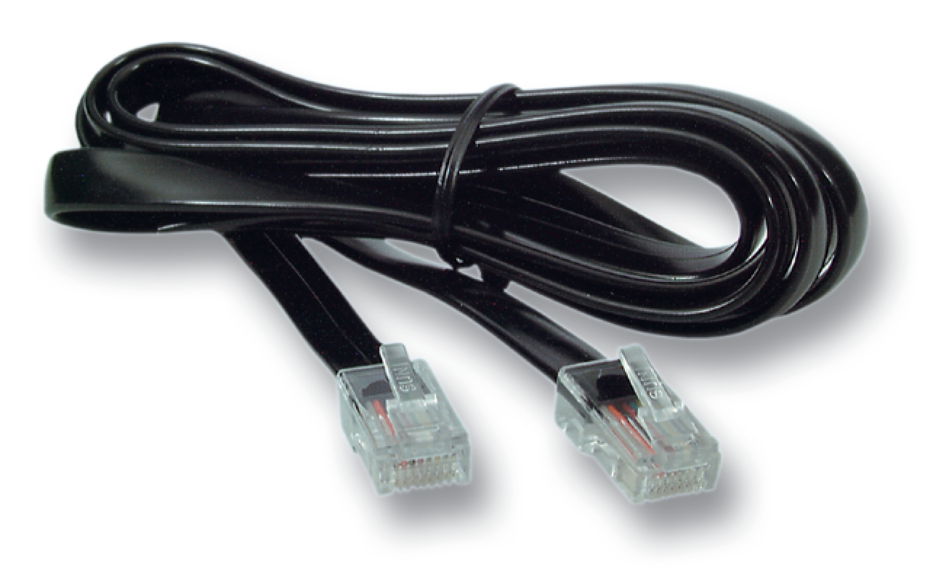 Modularcable black 2xRJ10 (4/4), 1:1, 10,0 Meter