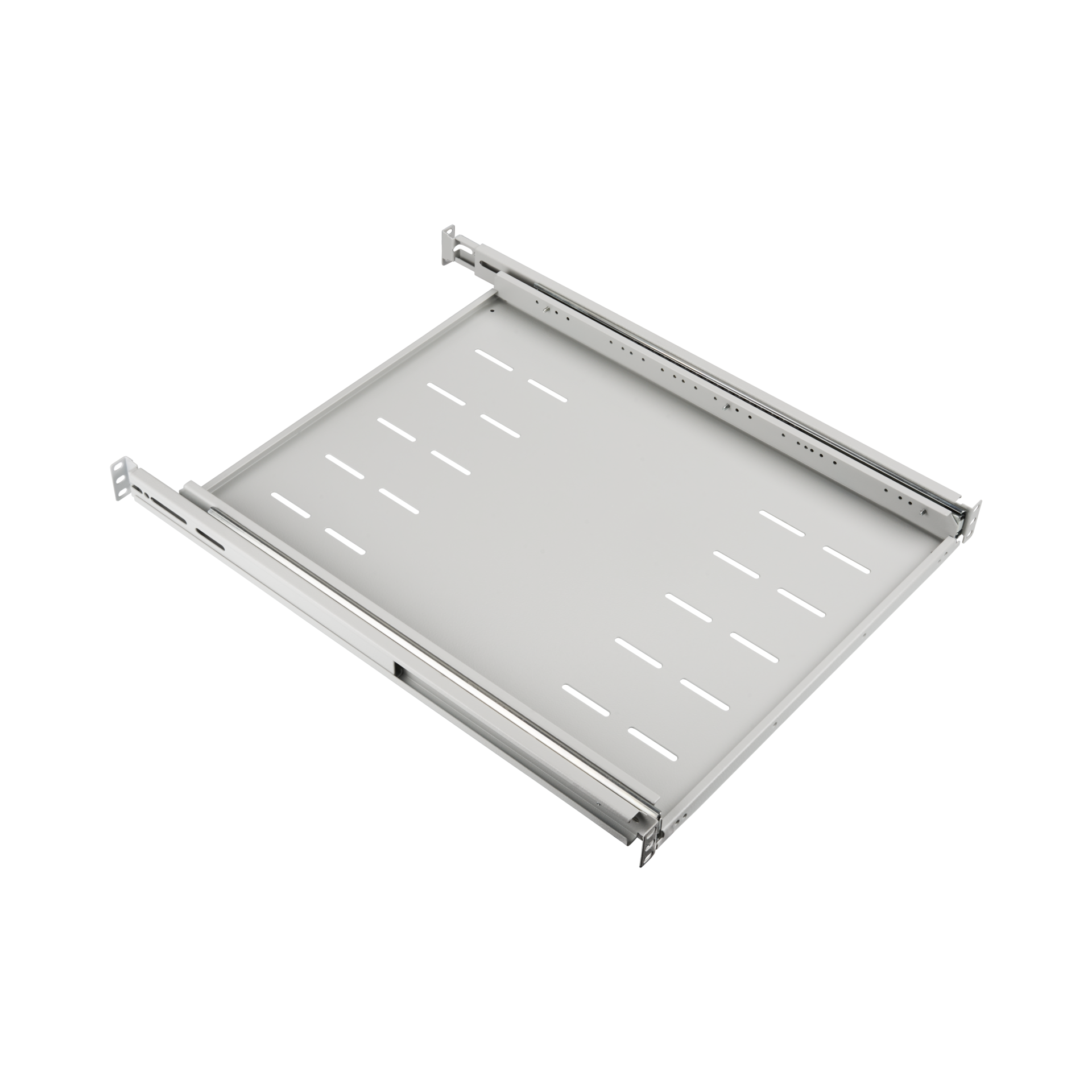 19" 1U Pull-Out Shelf, MD 608..812 mm, Max. Load 30 kg, CD 800, RAL7035