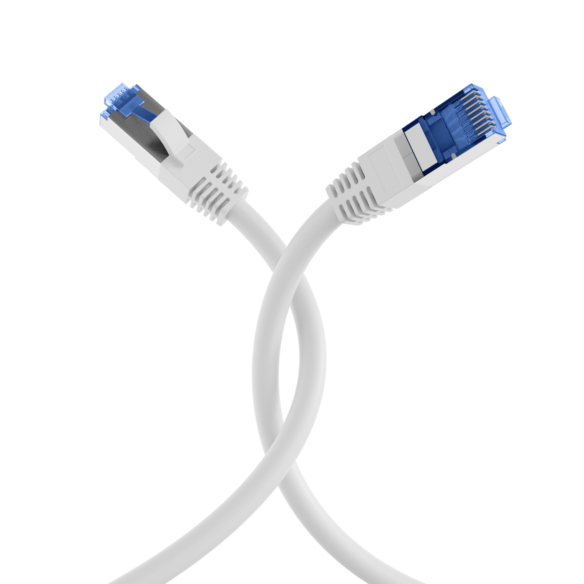 RJ45 Patch Cord Cat.6A S/FTP TPE Cat.7 raw cable superflex white 1,5m