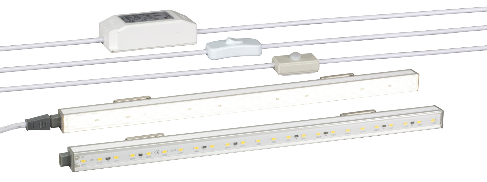 Set of LED Lighting Unit + Connection Kit 230 V AC, IR-Sensor, Switch