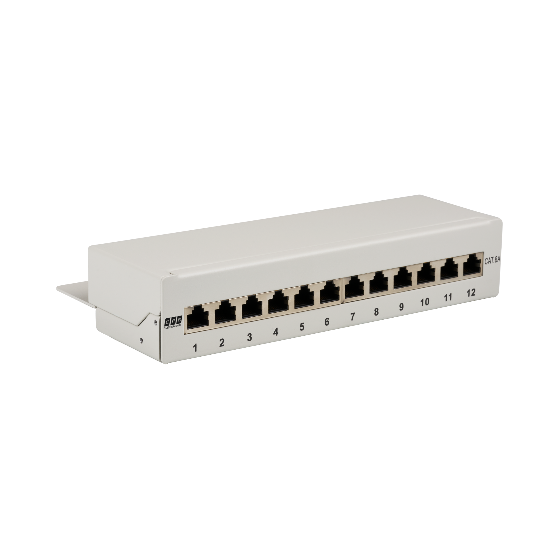 Mini-Patchpanel STP 12xRJ45 Cat.6A, 10“ 1U, RAL7035 grey