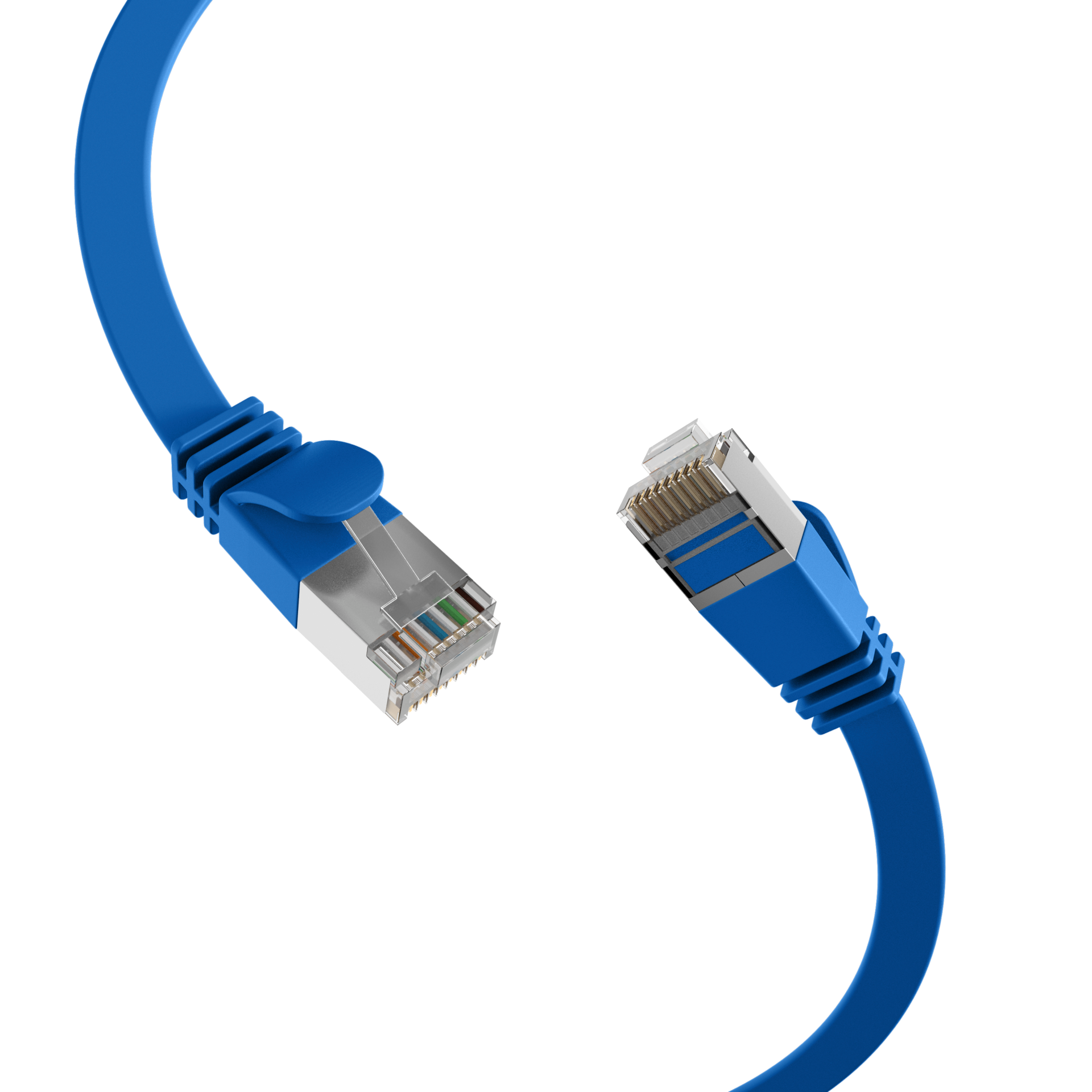 RJ45 Flat Patch Cord Cat.6A U/FTP PVC blue 5m