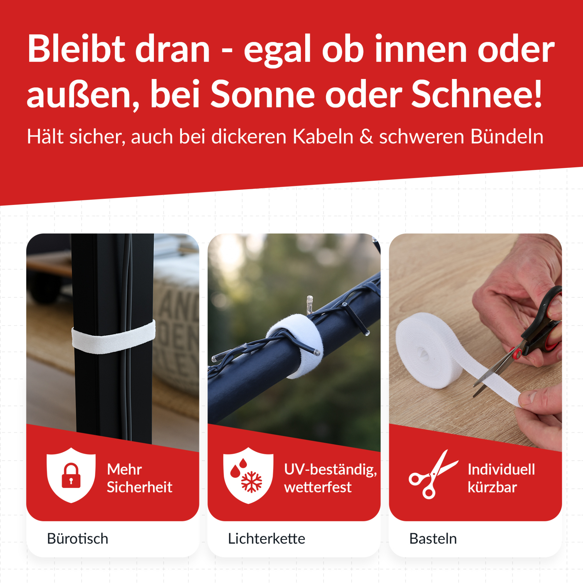 LTC ROLL STRAP  Doppelseitige Klettbandrolle,25m weiß