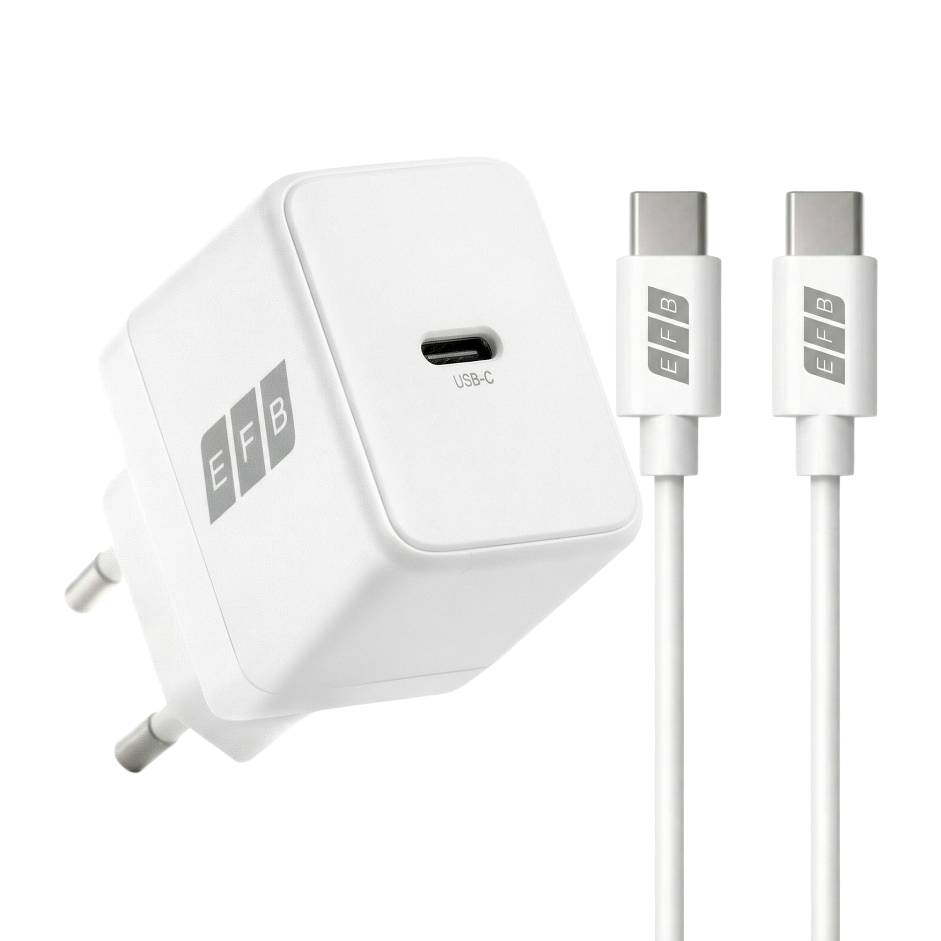 20W USB-C Charger Set PD3.0 GaN QC3.0 Inc. 2m USB-C charging cable, white