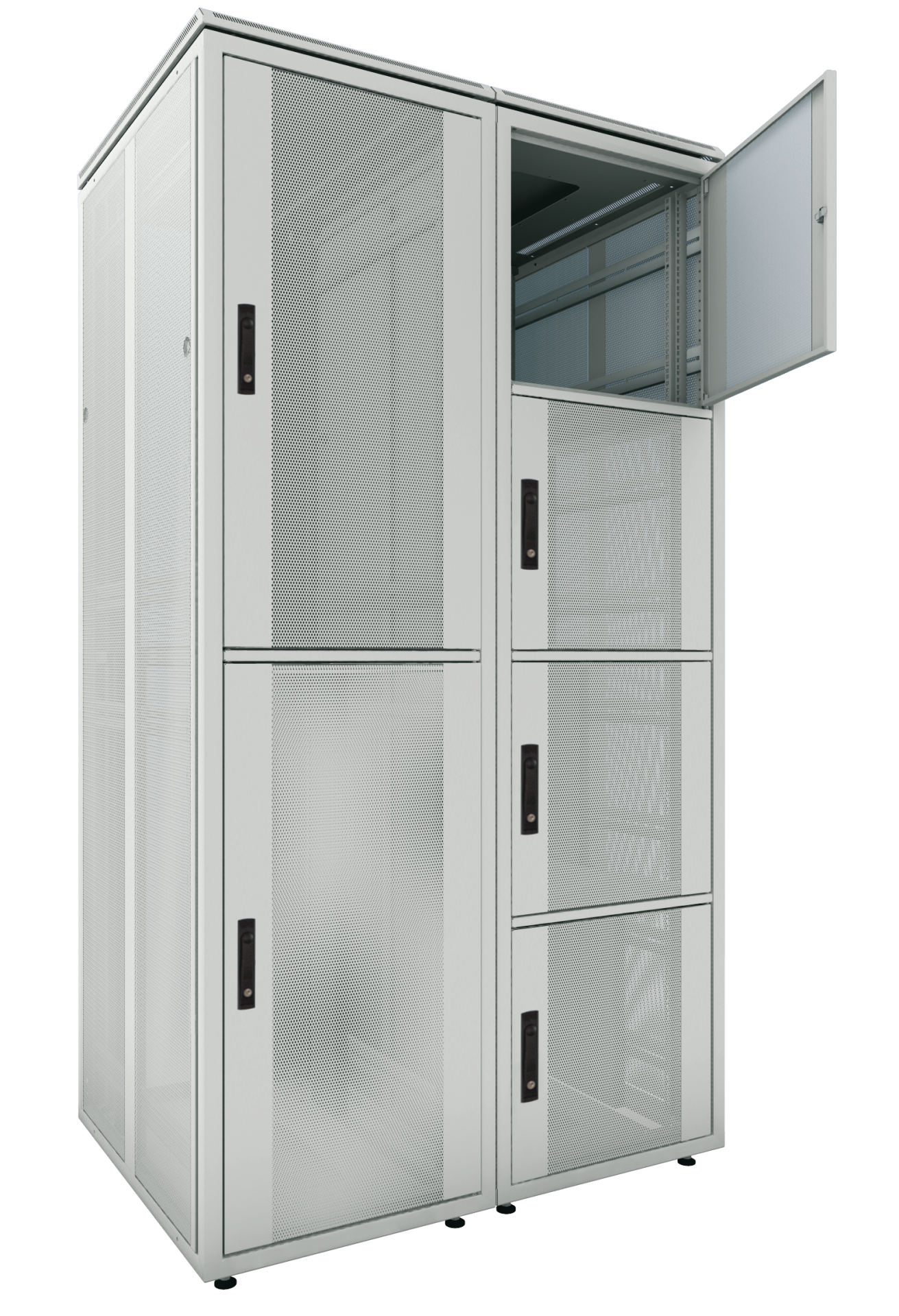 Co-Location Rack PRO, 3 x 13U, 800x1000 mm, F+R 2-Part Perforated, RAL7035