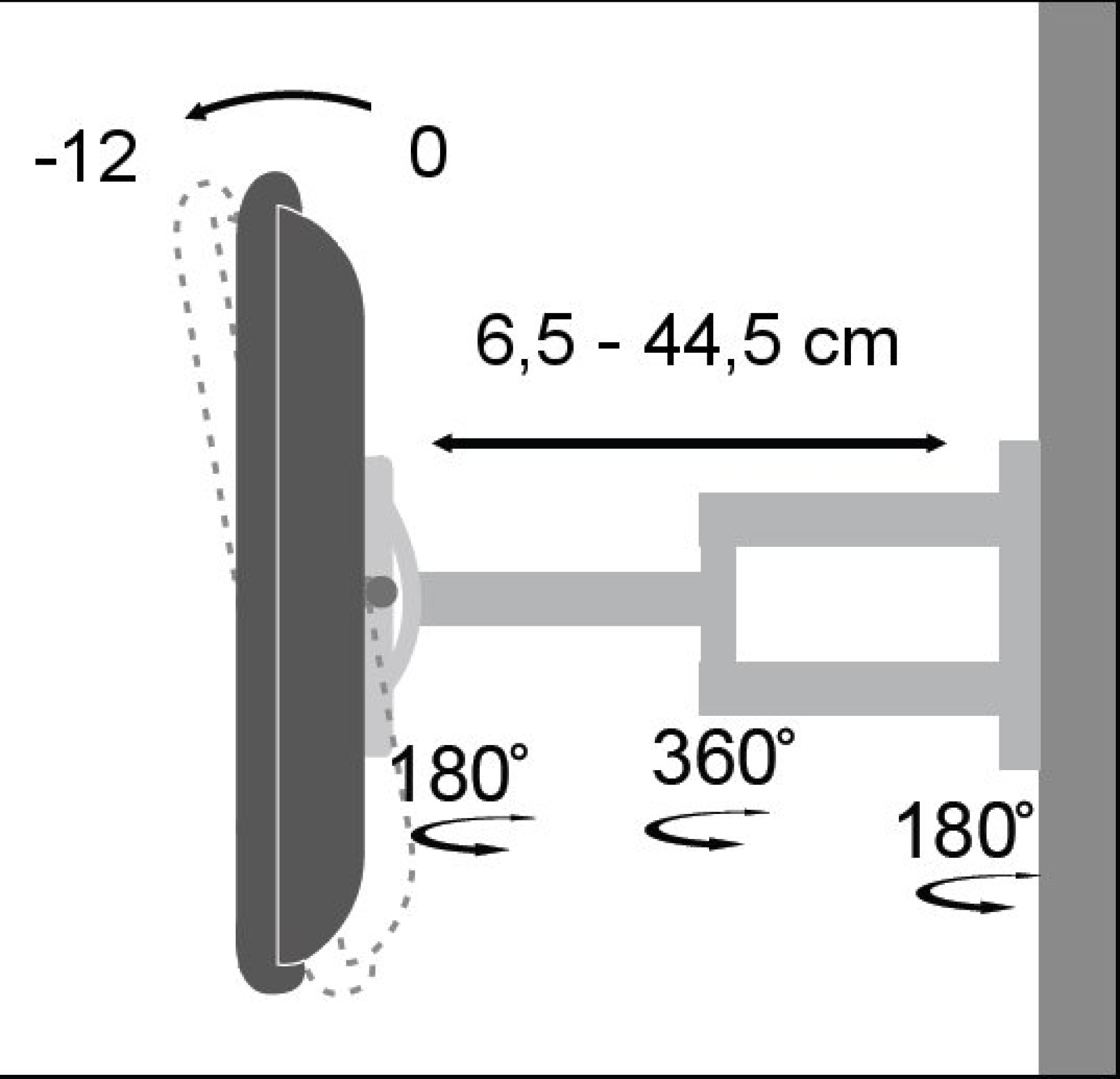 Wall bracket for LCD TV LED 19"-37" tilting swivel 3 joints, white