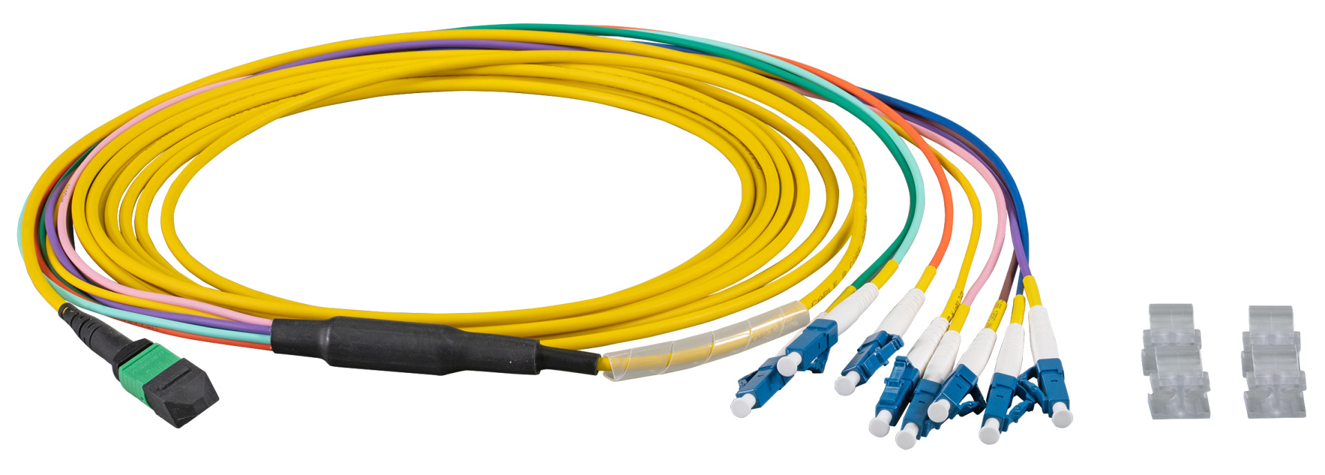 MTP®-F/LC 8-fiber patch cable OS2, LSZH yellow, 5m