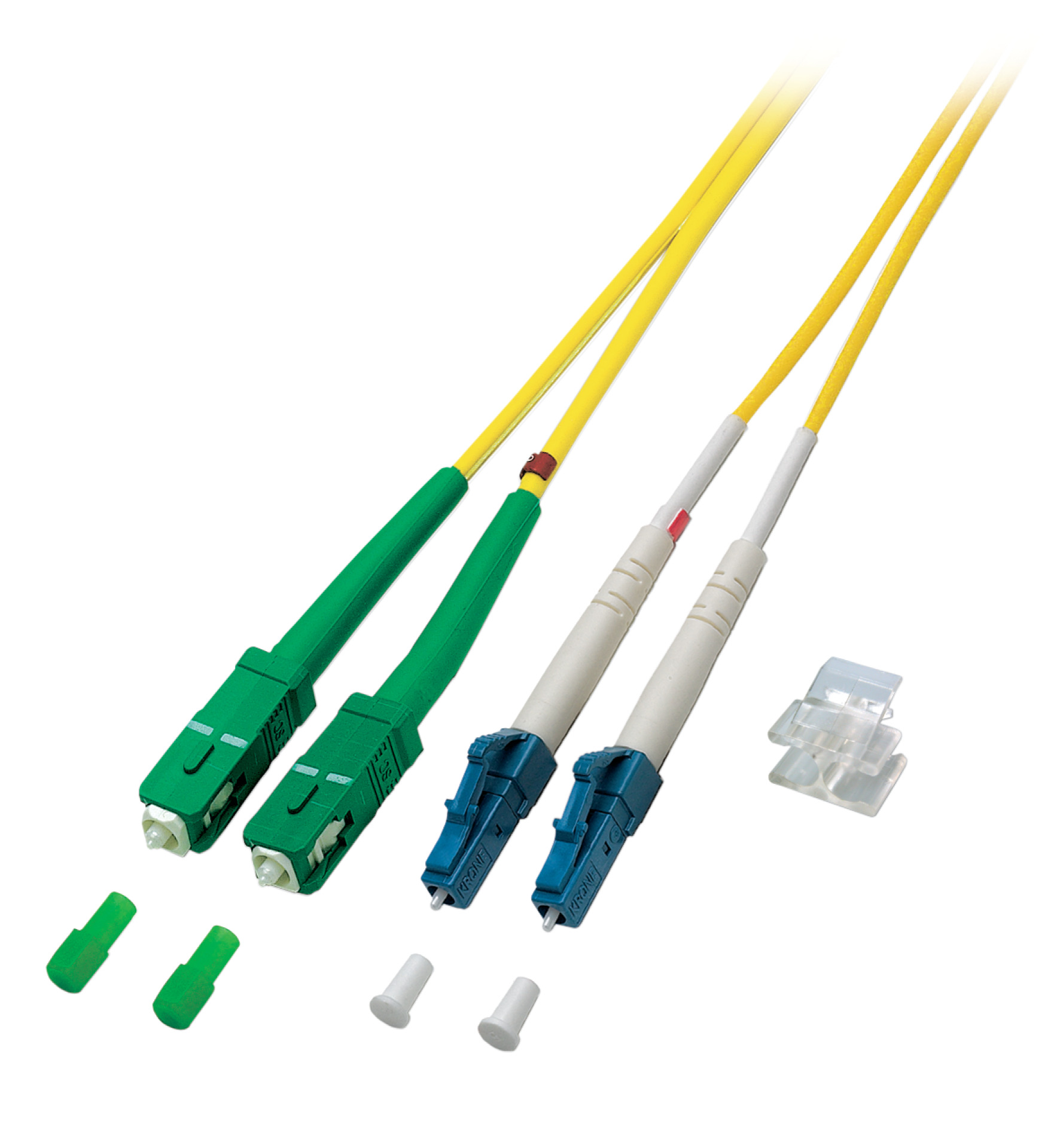 Duplex Jumper LC-SC/APC 9/125µ, OS2, LSZH, yellow, 2.0mm, 2m