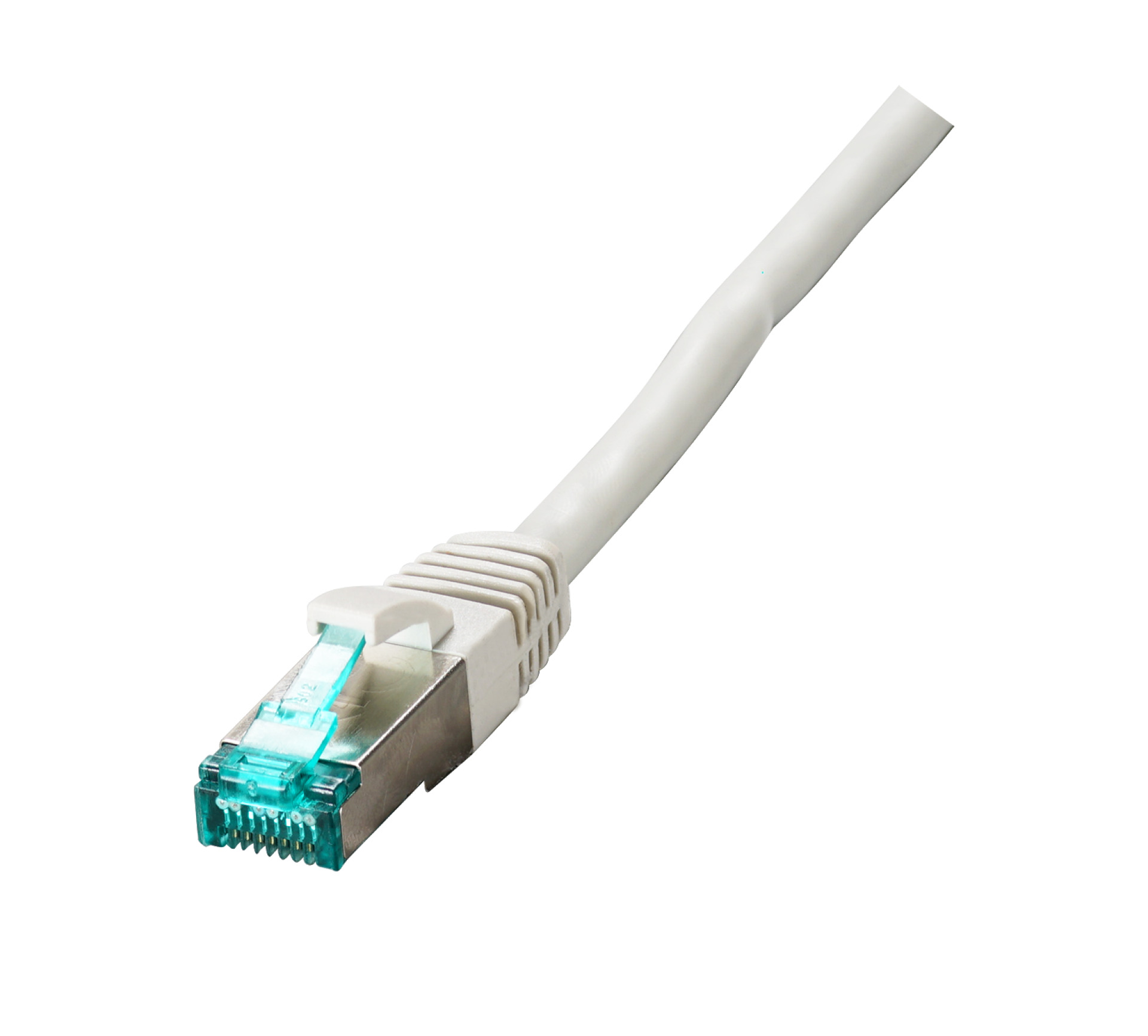 RJ45 Patch cable S/FTP, Cat.6A, LSZH, one side 90° angled, 0,25m, grey