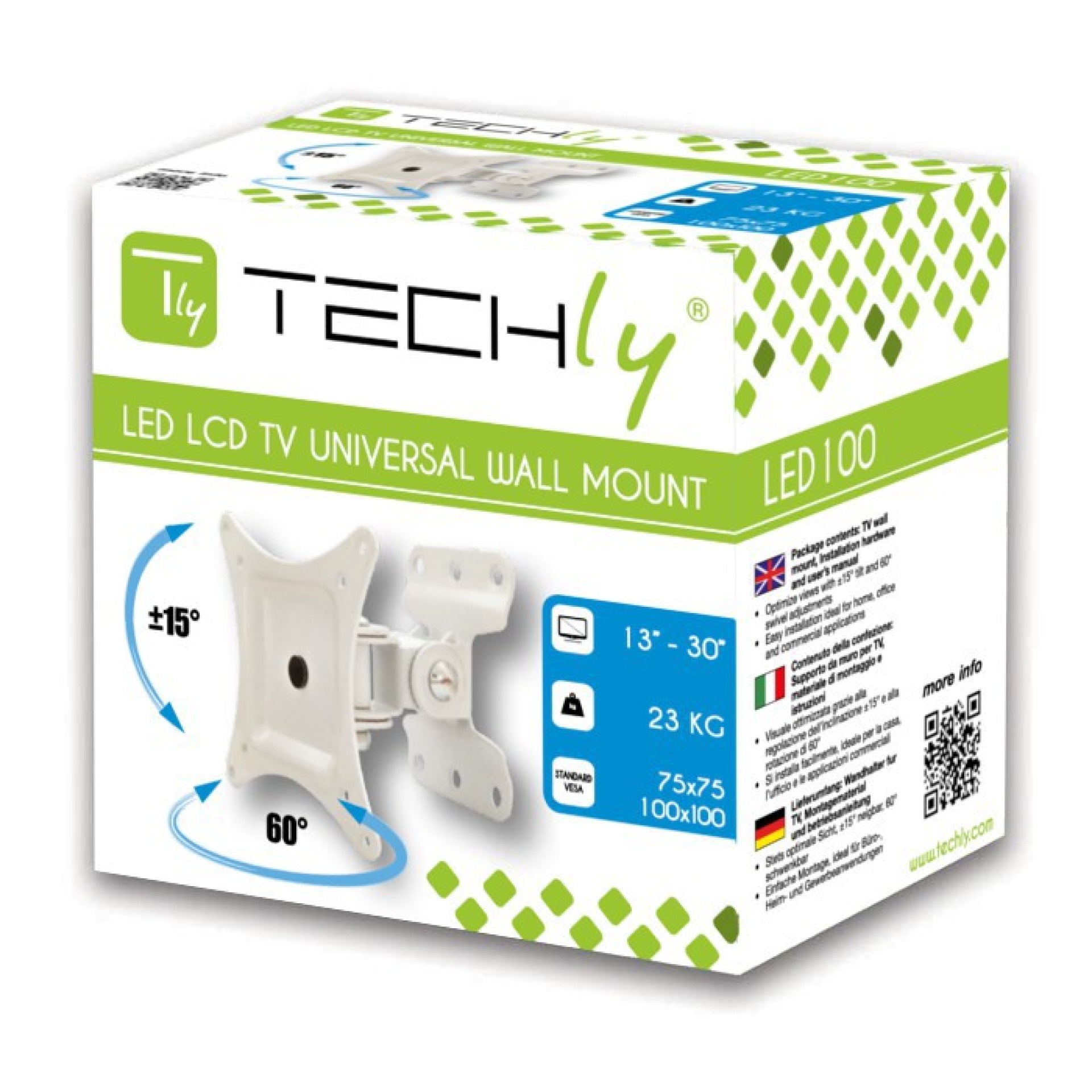 Wall support for LCD TV LED 13" - 30" full motion White