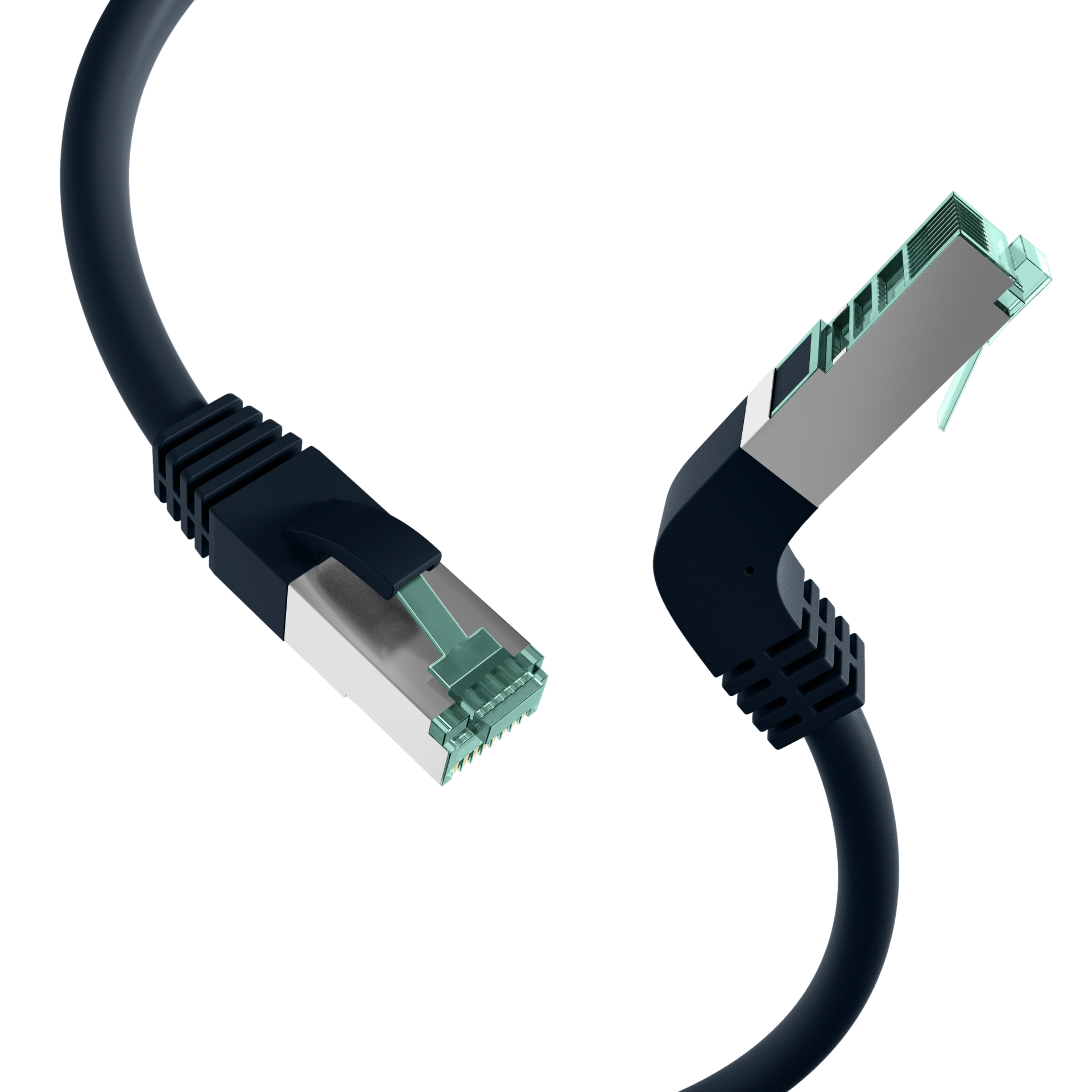 RJ45 Patch Cord Cat.6A S/FTP LSZH 1x90° black 0,5m