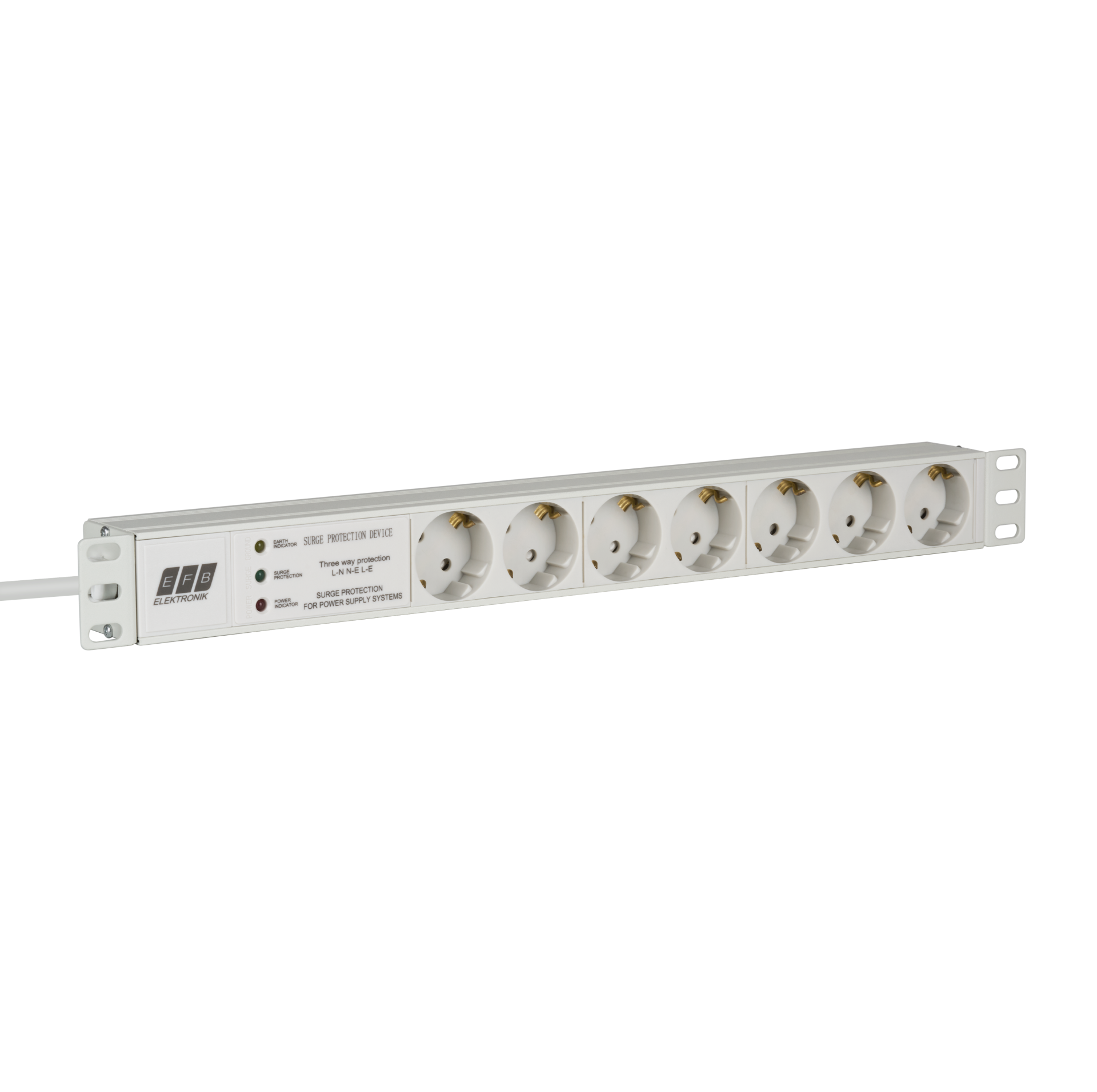 19“ 1U Socket Strip 7 x CEE 7/3 with Surge Protection