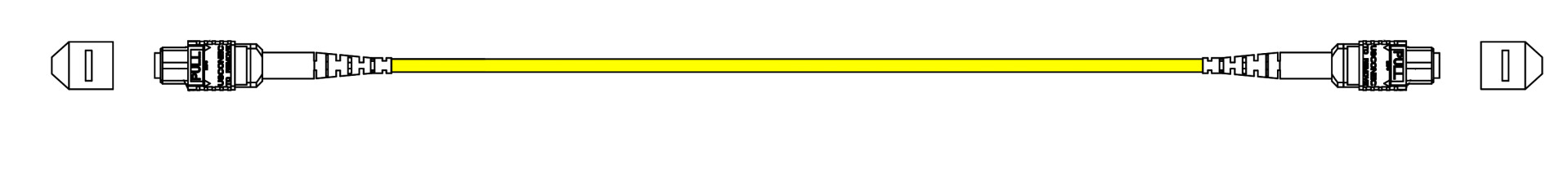 MTP®-F/MTP®-F 12-fiber matrix Patch cable OS2, Code A, 1m