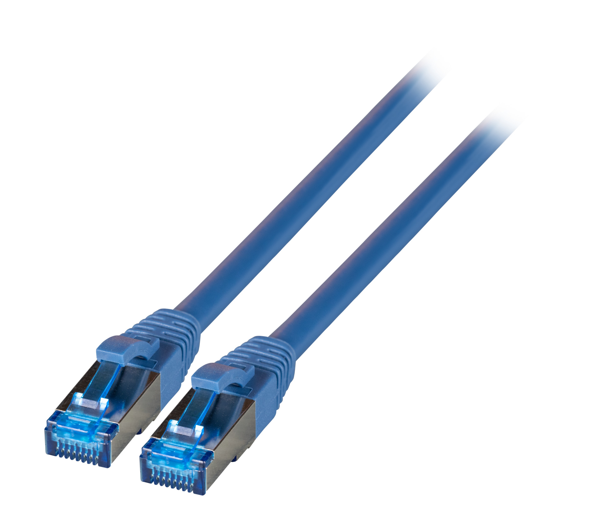 RJ45 Patch cable S/FTP, Cat.6A, Cat.7 Raw cable TPE superflex, 0,15m, blue