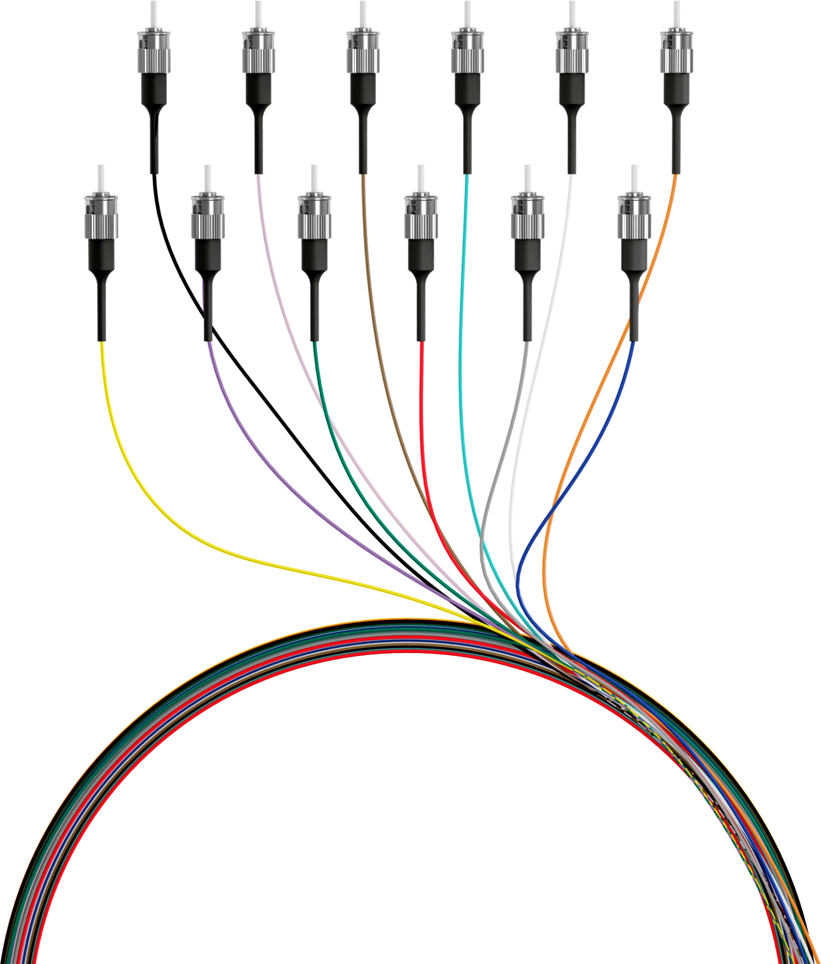 Fiber Pigtail ST OM4 -colored set 2m - 12 pieces