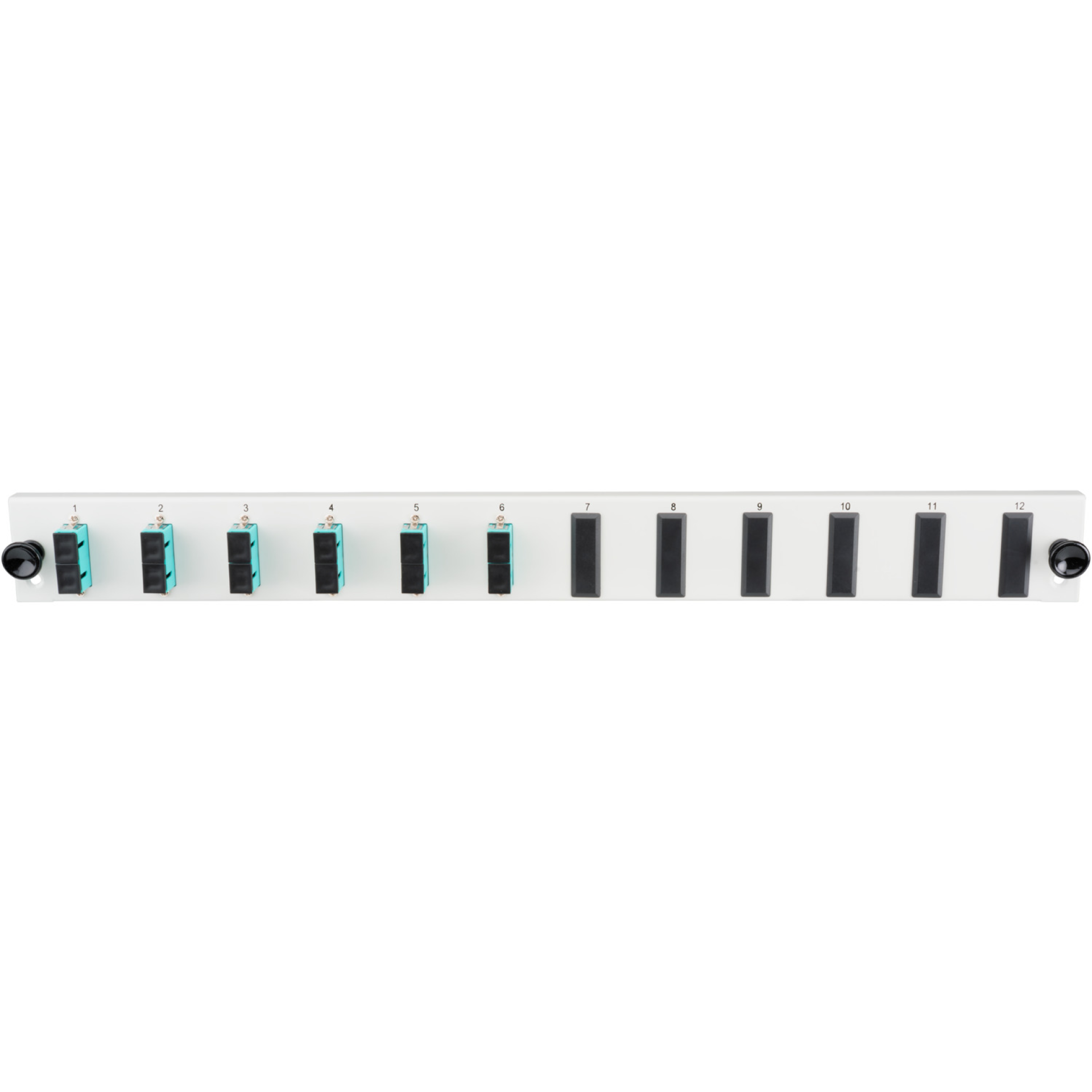 Equiped 12 Port Front Panel with 6xSC Duplex adapter OM4 vertical, grey
