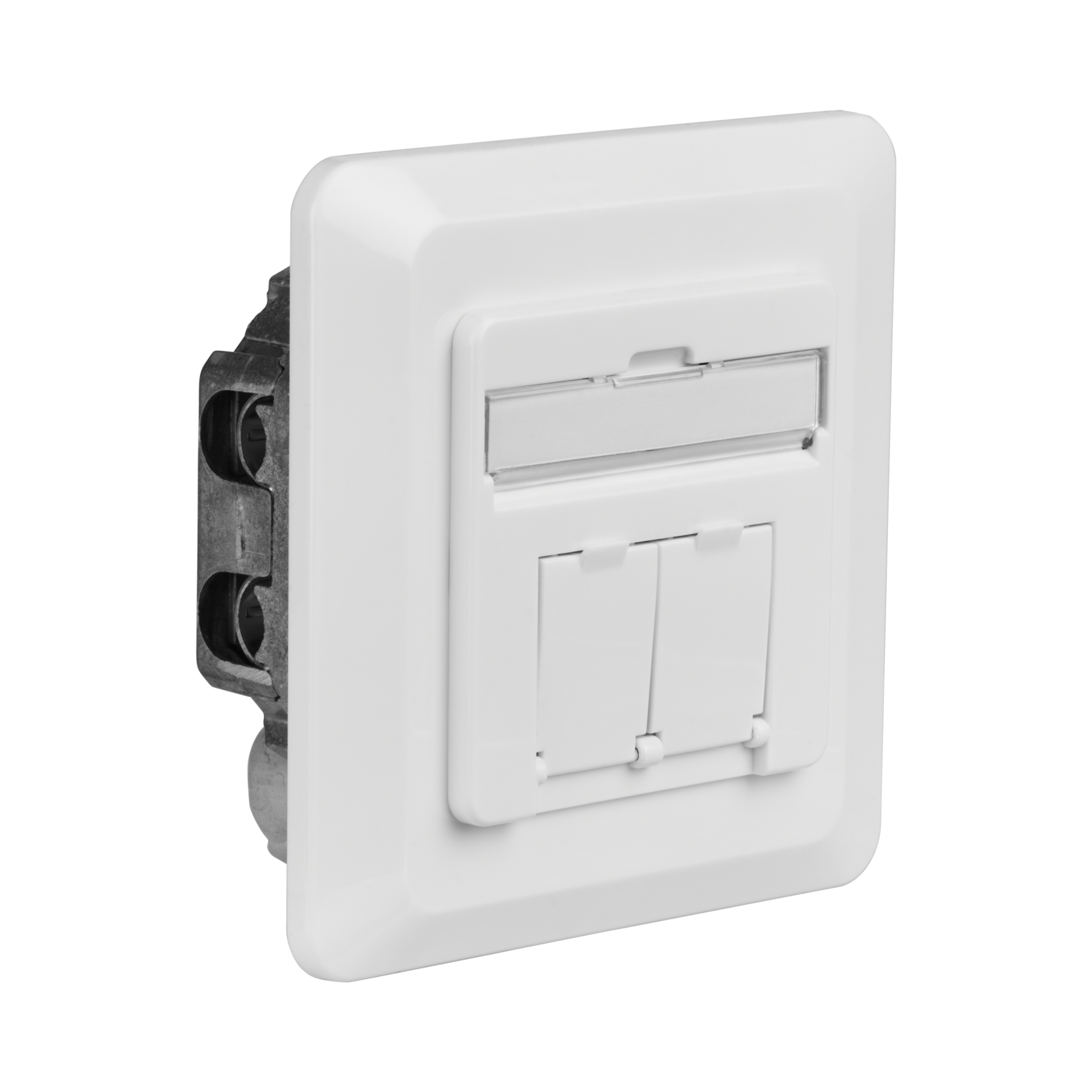 Datendose Cat.6A 500MHz rechts/links, Unterputz, 2xRJ45, RAL9010
