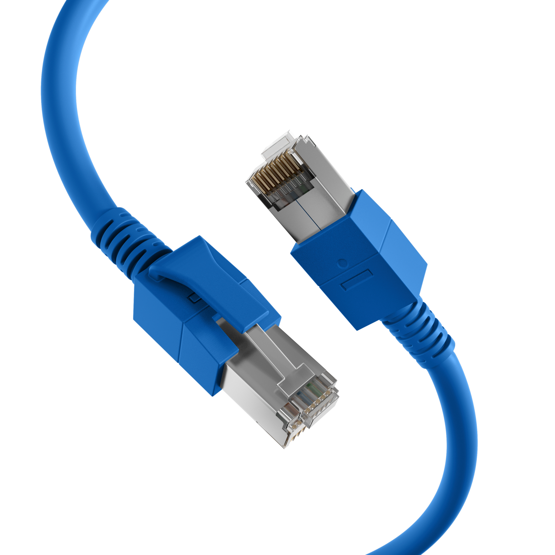 RJ45 Patch Cord Cat.6A S/FTP FRNC VC LED blau 5m