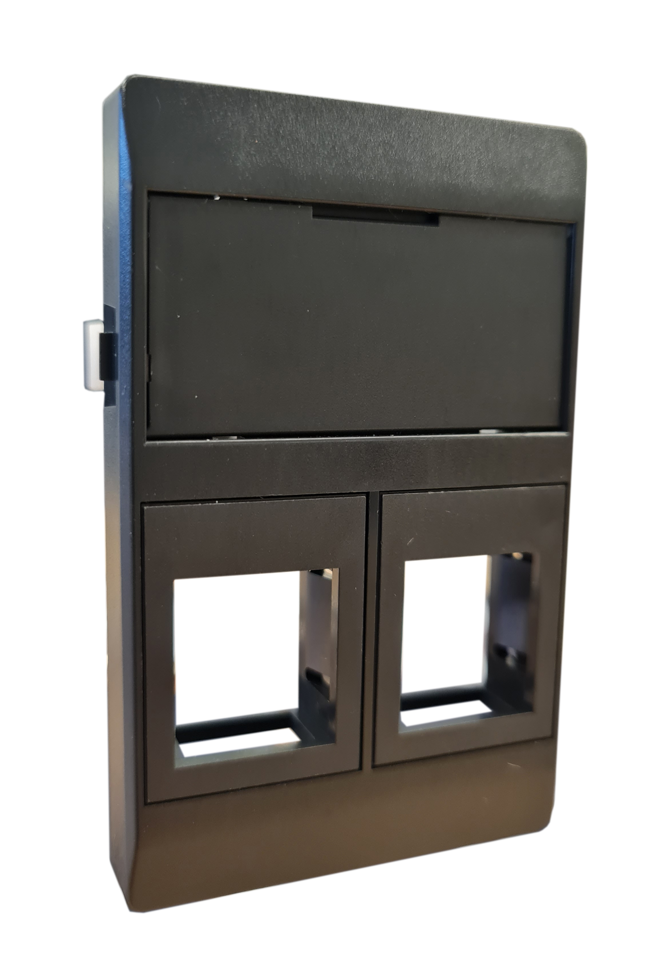 Dataoutlet 2xRJ45 Keystone Type F charcoal Incl. mounting frame+large textfield