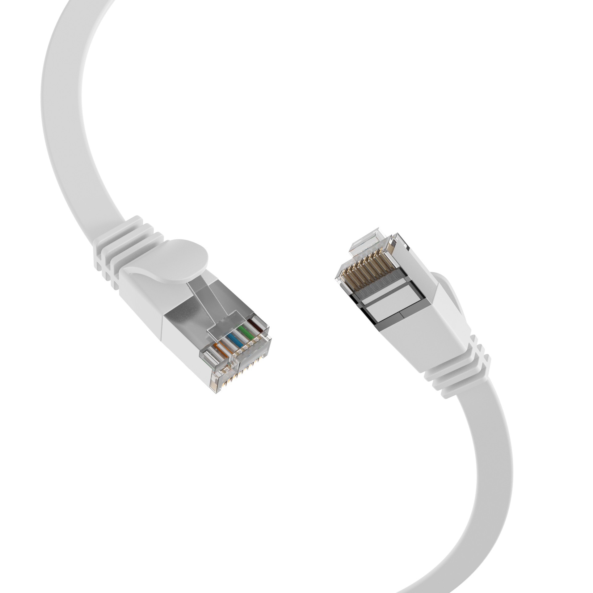 RJ45 Flat Patch Cord Cat.6A U/FTP PVC white 0,25m