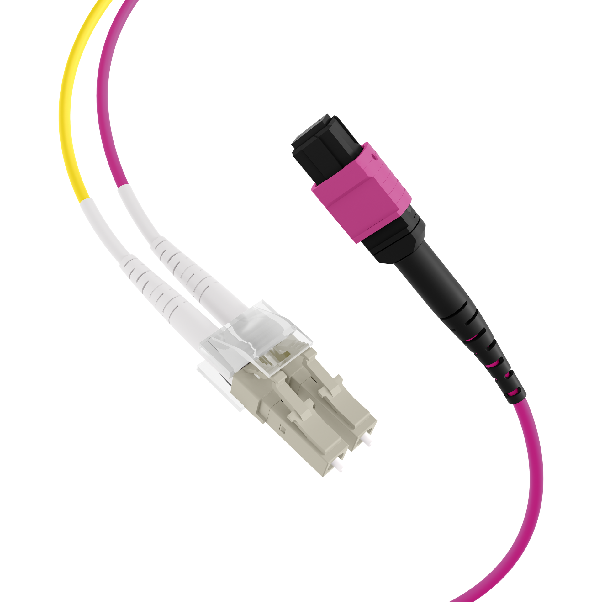 MTP®(F)-LC Trunk cable OM4 12 fibers Typ B LSZH erica-violet 1m