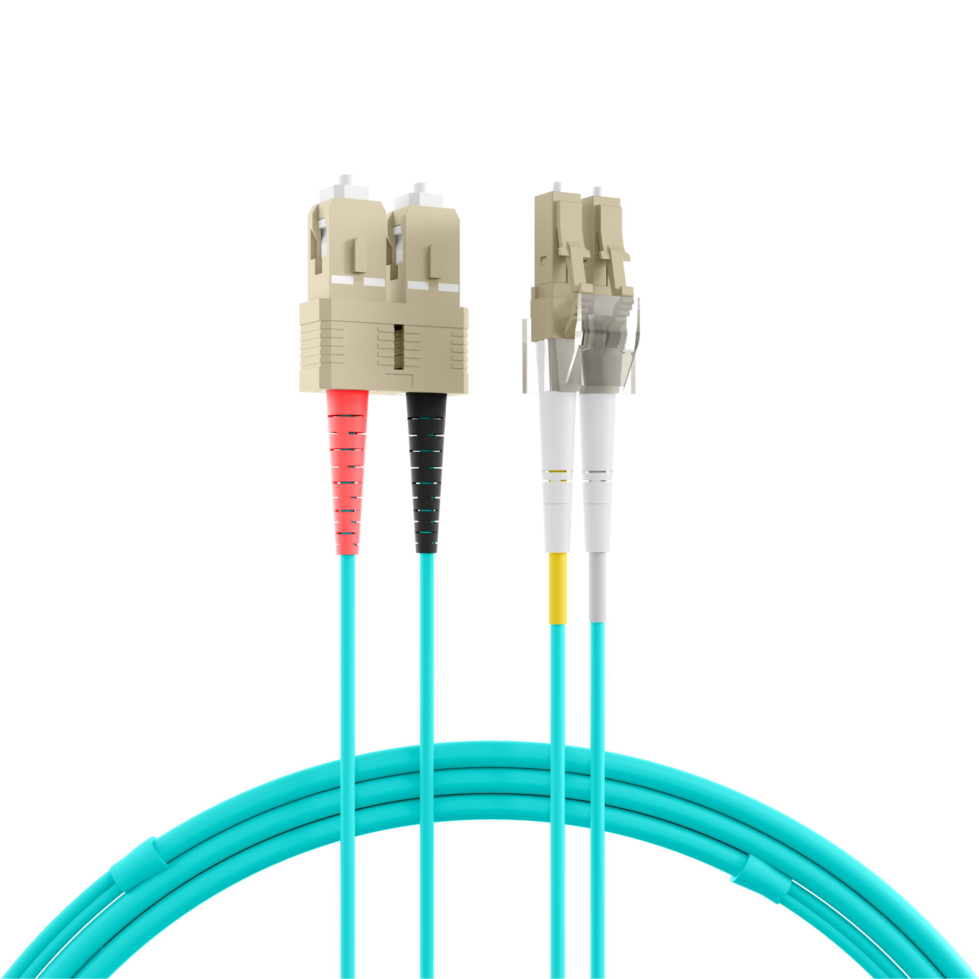 Duplex Patchcable Flat-Twin LC-SC OM3 10m LSZH 3x5mm aqua