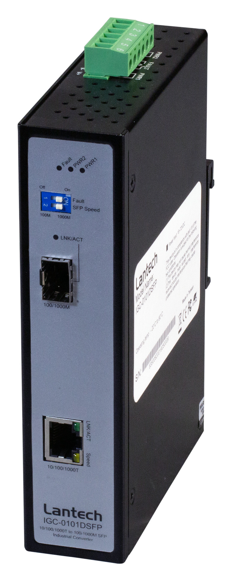 Industrial Converter 1x 10/100/1000T - 1x SFP Gigabit Ethernet