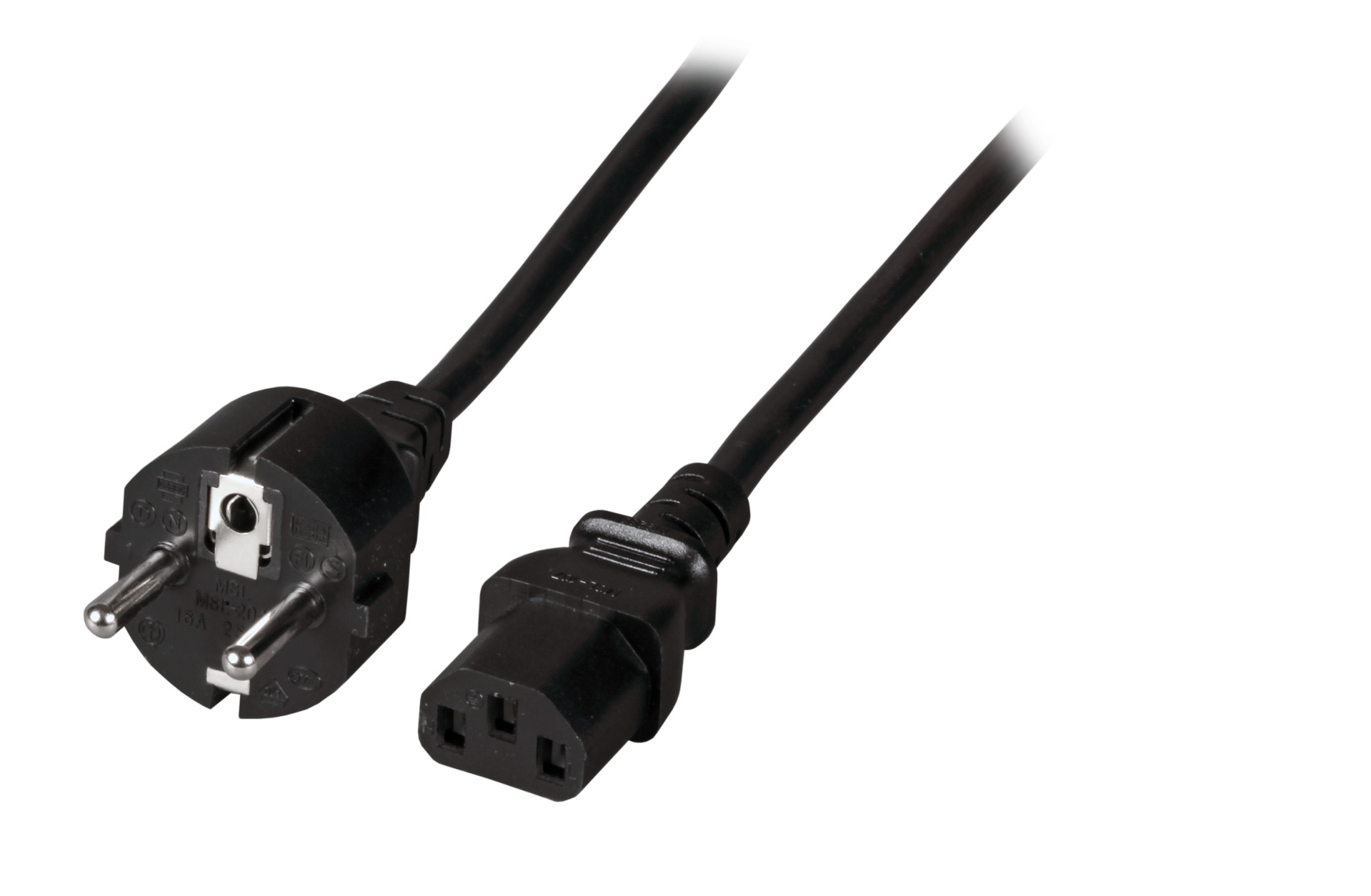 Power Cable CEE7/7 180° - C13 180°, Black
