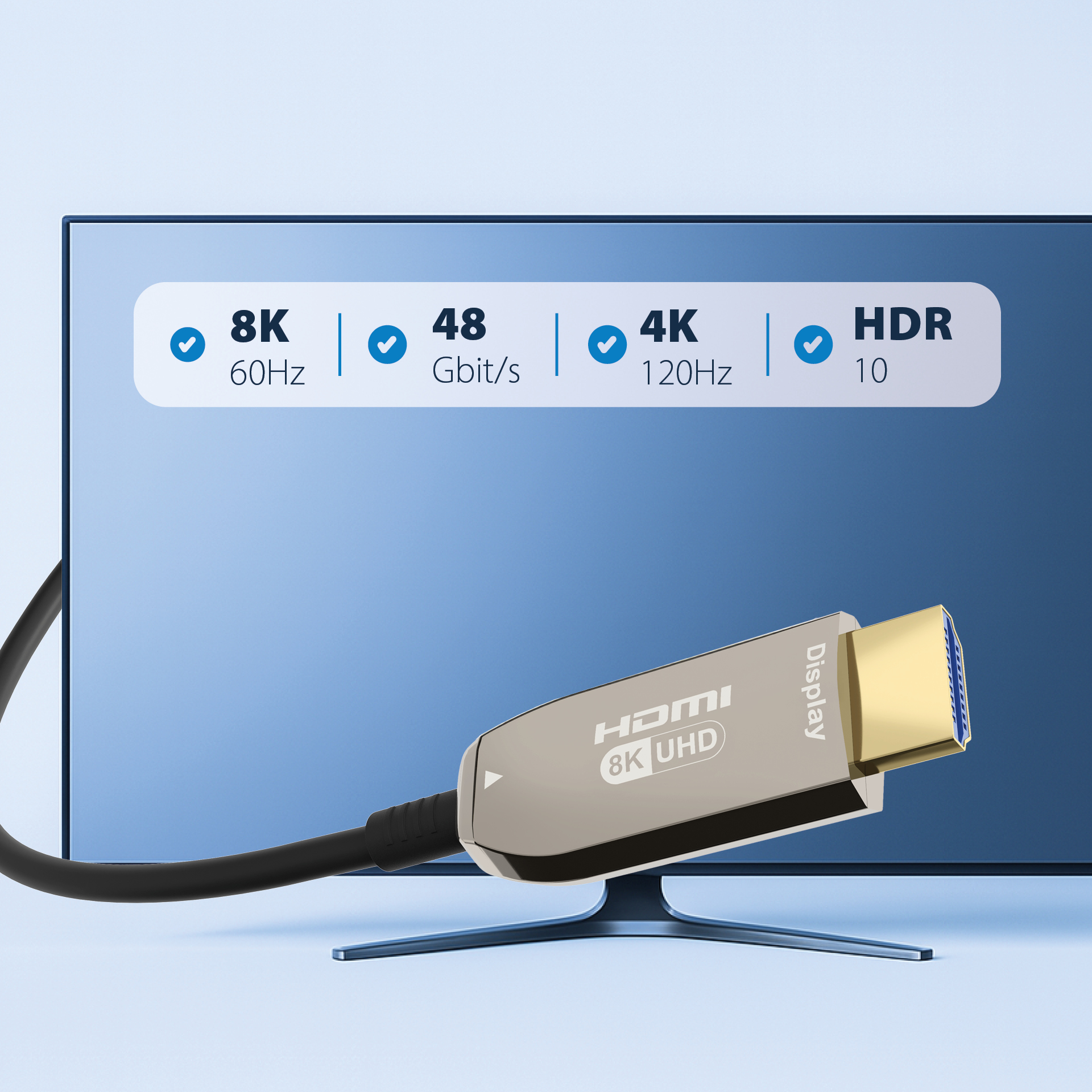 HDMI fiber optic cable AOC active 8K60Hz 48 Gbit/s 20m black comp. with HDMI 2.1