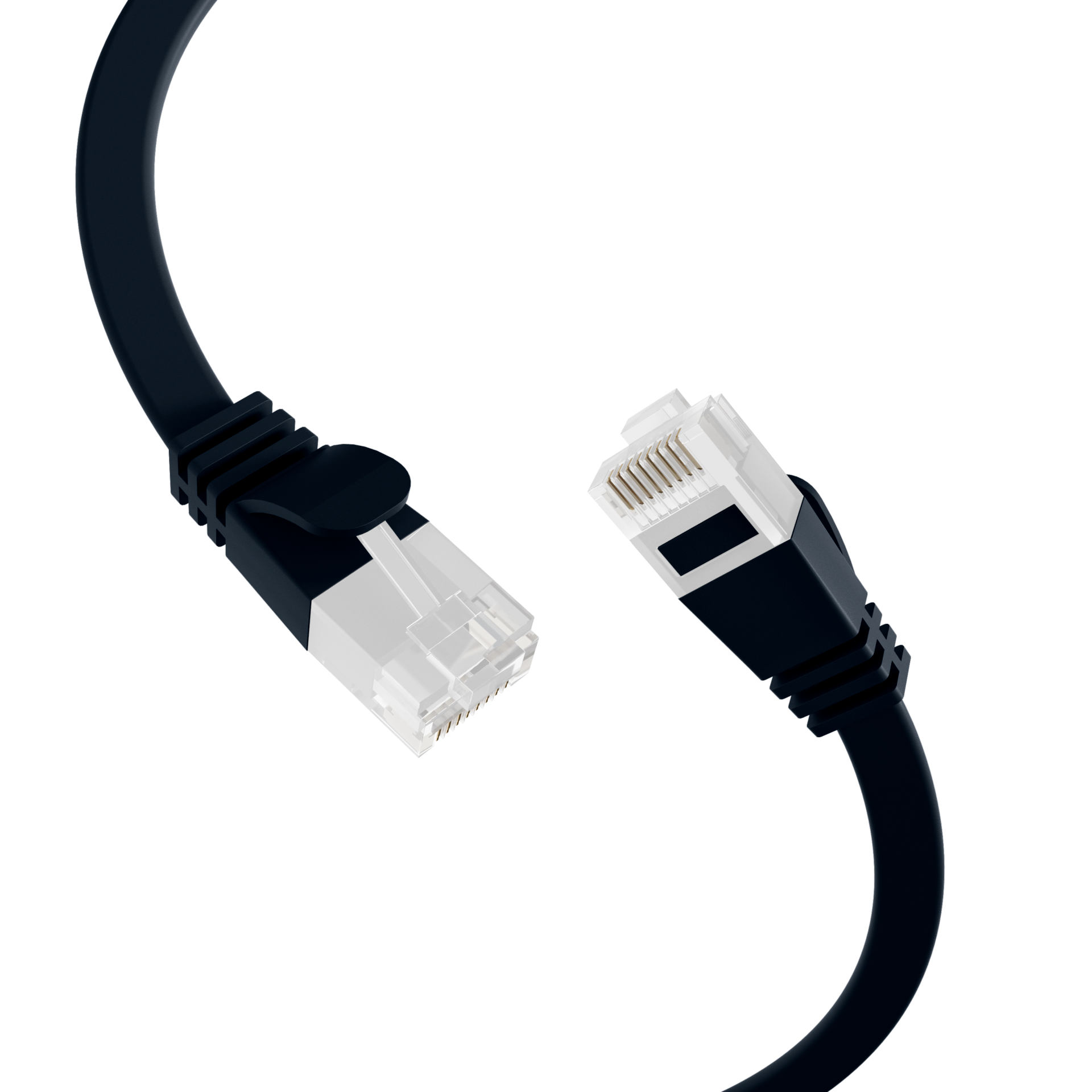 RJ45 Flat Patch Cord Cat.6A U/UTP PVC black 1,5m